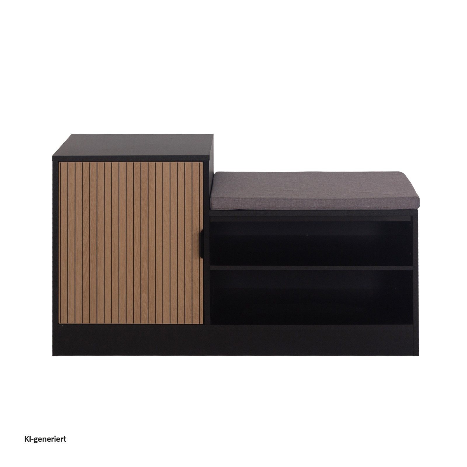 HTI-Living Schuhregal mit Sitzpolster Dana Schwarz-Eiche mit Streifen, Stück 1-tlg., Schuhschrank, Schuhregal