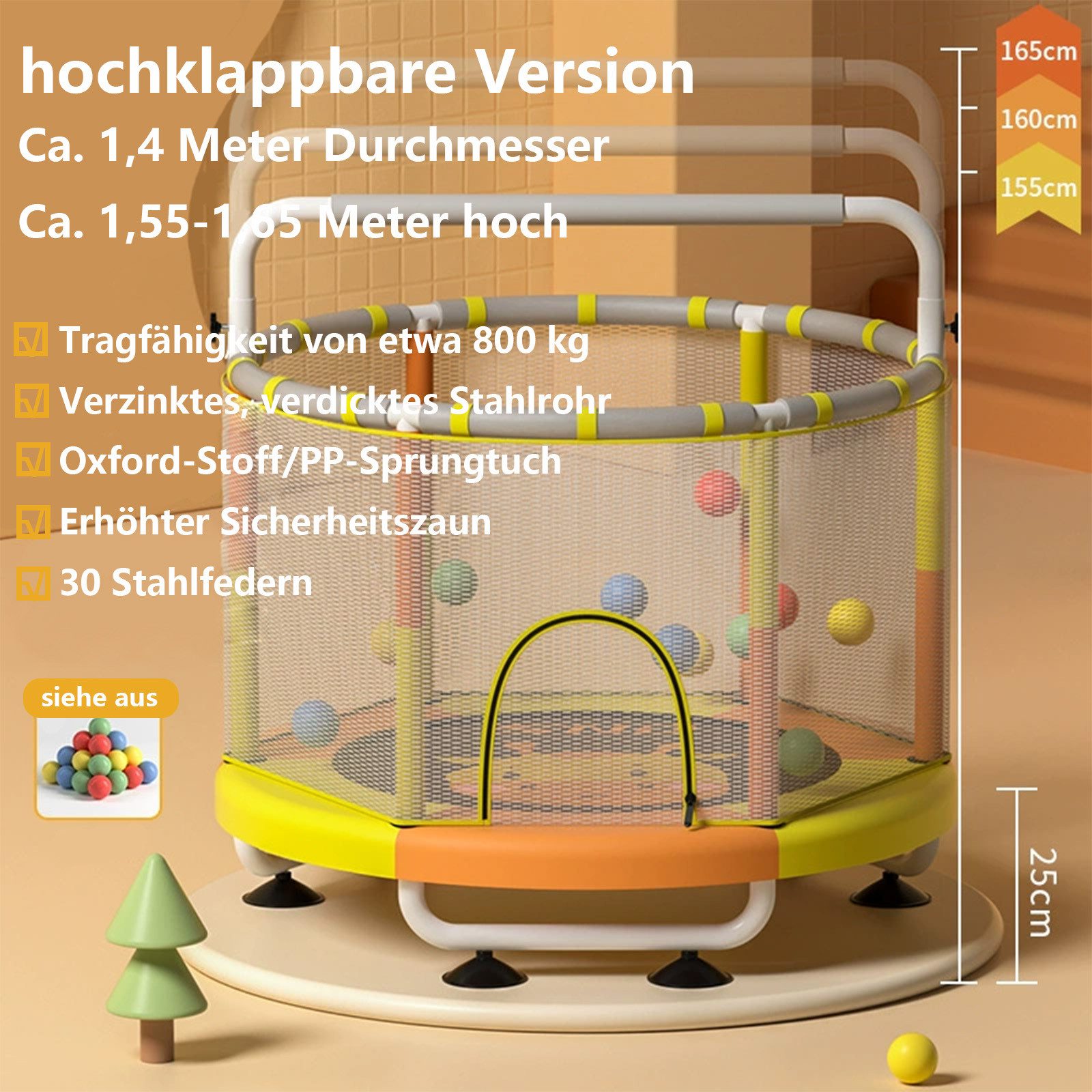 Jumpeak Kindertrampolin Kindertrampolin, Indoor-Trampolin für zu günstig online kaufen