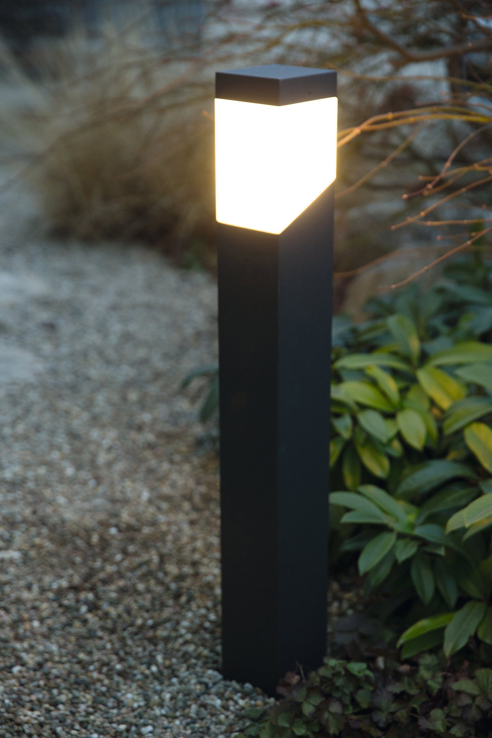 HEITRONIC Sockelleuchte Madeleine, ohne Leuchtmittel, Pollerleuchte, Außenlampe, matter Rundherum-Lichtaustritt