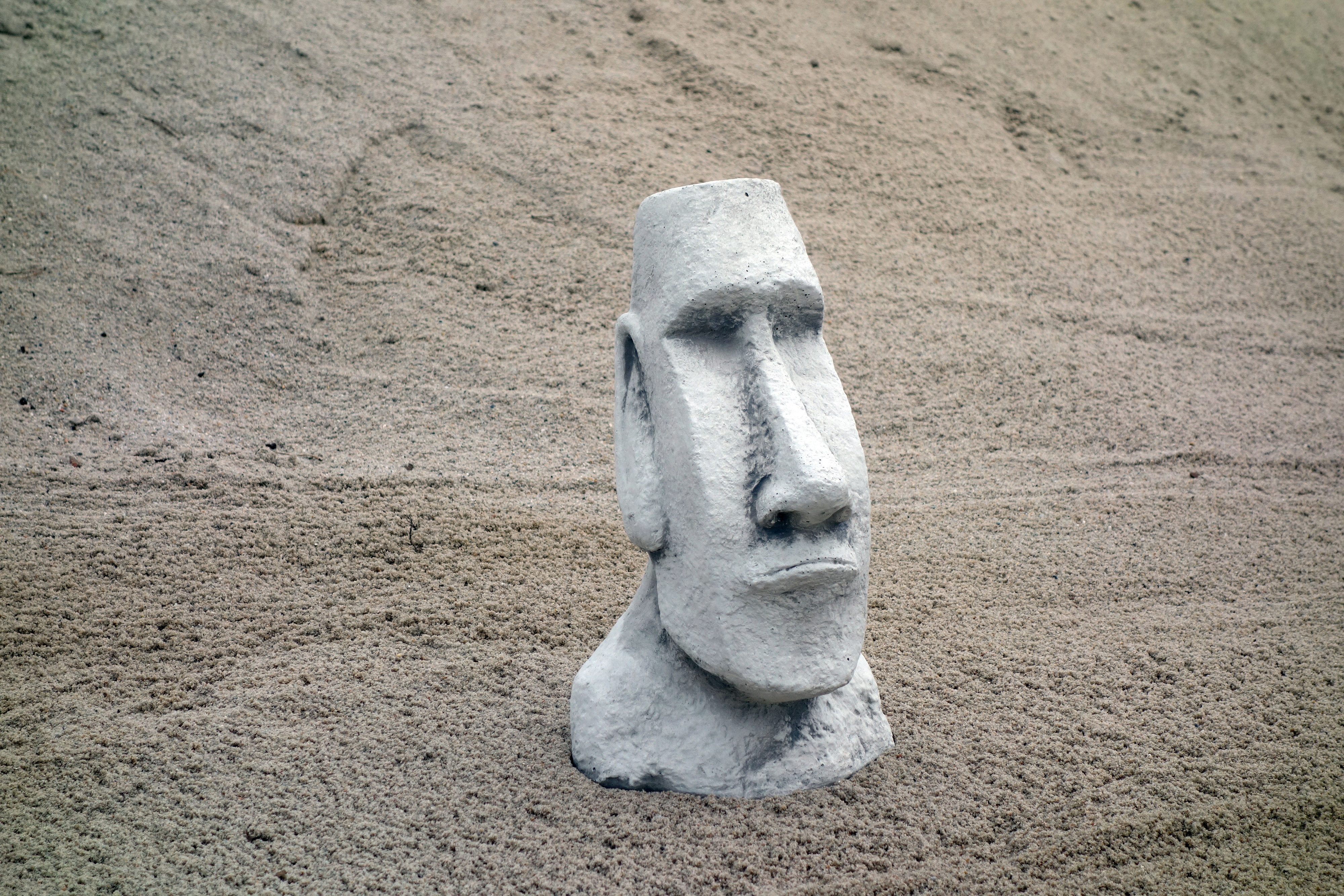 gartendekoparadies.de Gartenfigur Massive Moai Steinstatue Osterinsel Kopf, Steinfigur, H.40 cm, 12 kg, Frostsicher