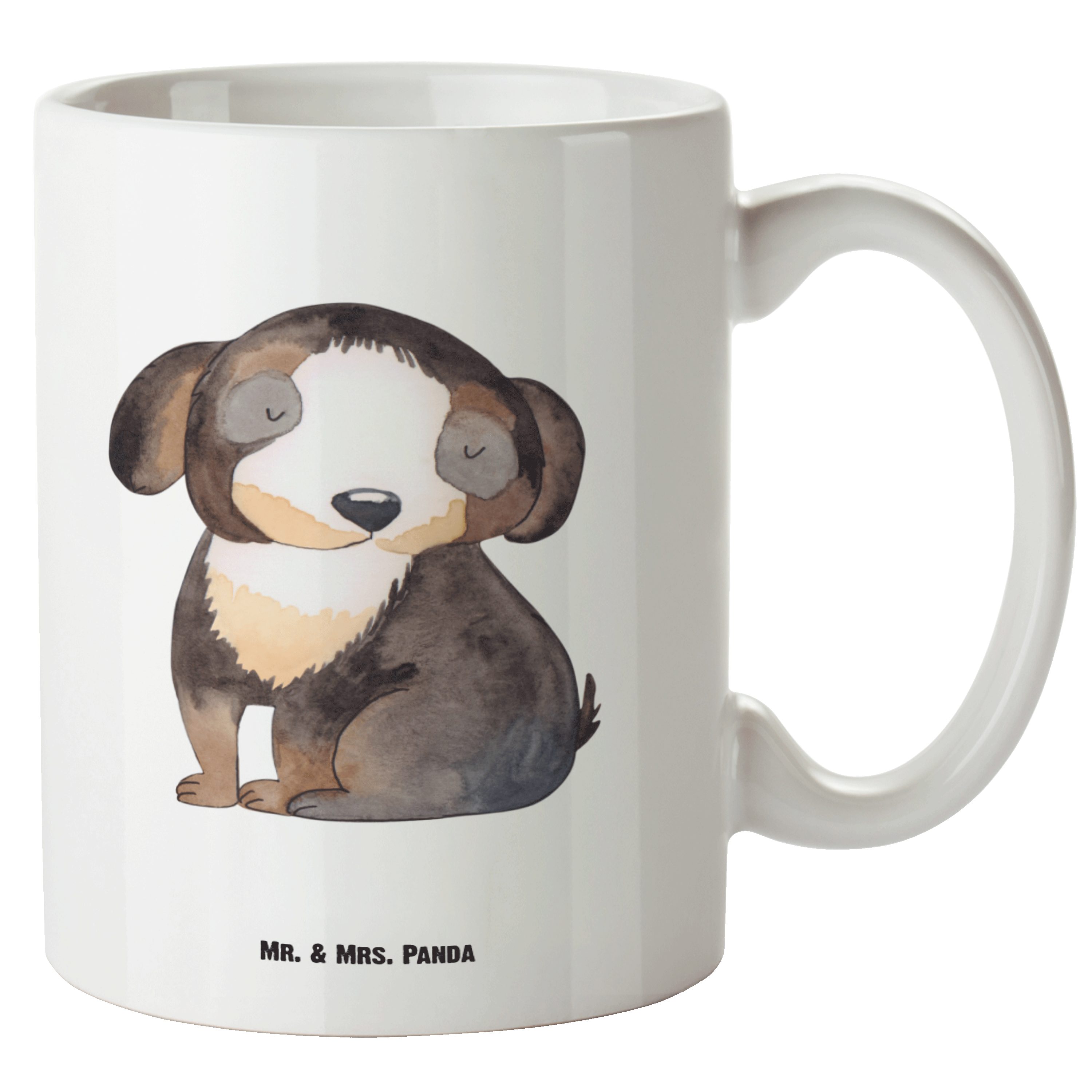 Mr. & Mrs. Panda Tasse Hund entspannt - Weiß - Geschenk, Hundeliebe, Sprüche, Groß, Große Ta, XL Tasse Keramik