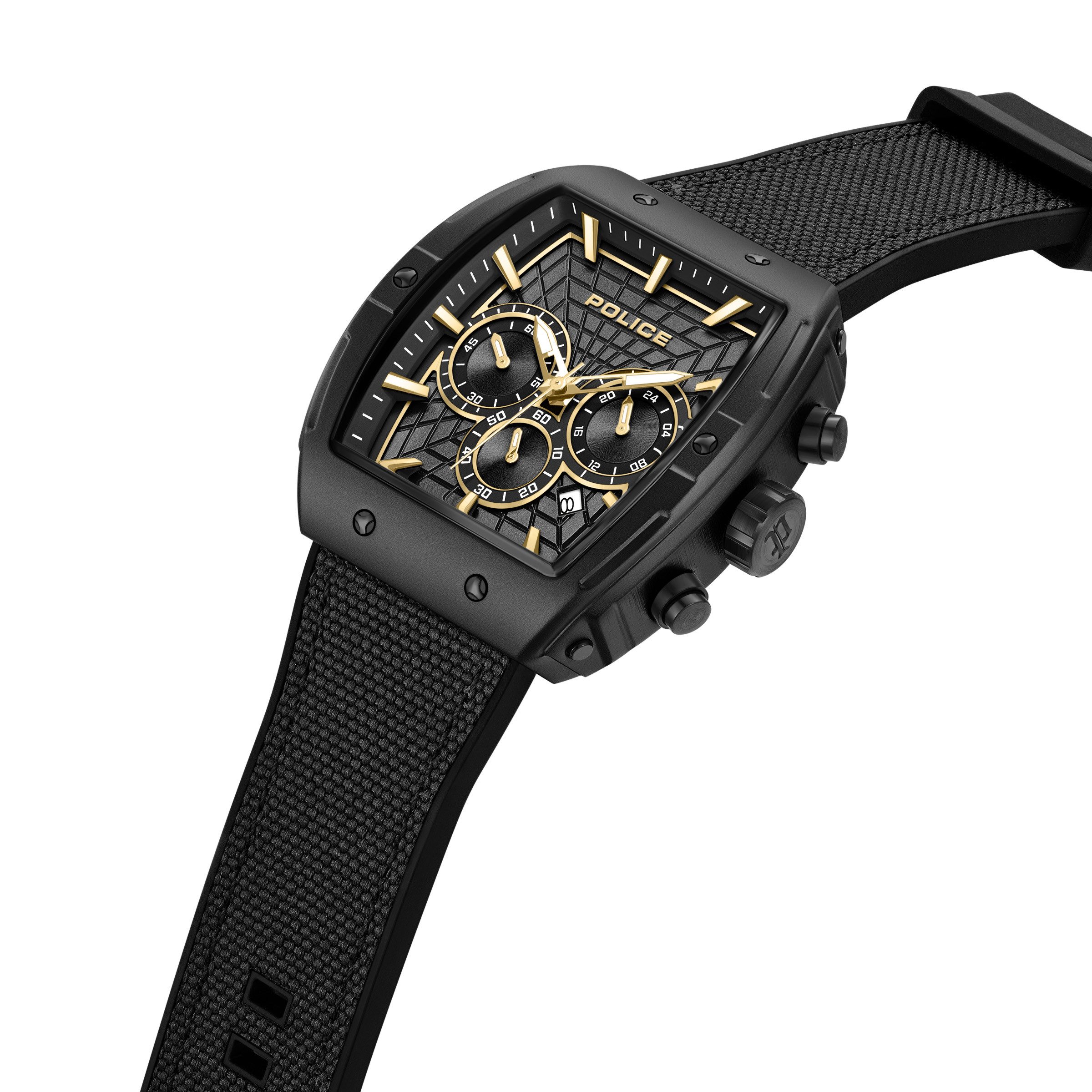 Police Chronograph Coswig PEWGQ0093402, Quarzuhr, Armbanduhr, Herrenuhr, Silikonarmband, analog, Tag