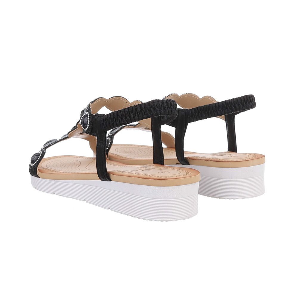 Ital-Design Damen Freizeit Riemchensandalette (86016862) Keilabsatz/Wedge Keilsandaletten in Schwarz