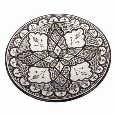 Casa Moro Teller »Handbemalte Keramik Schale KS30 mit Ø 41cm aus Marokko, Orientalischer Deko-Teller in schwarz weiß, KSF038«, handgefertigt