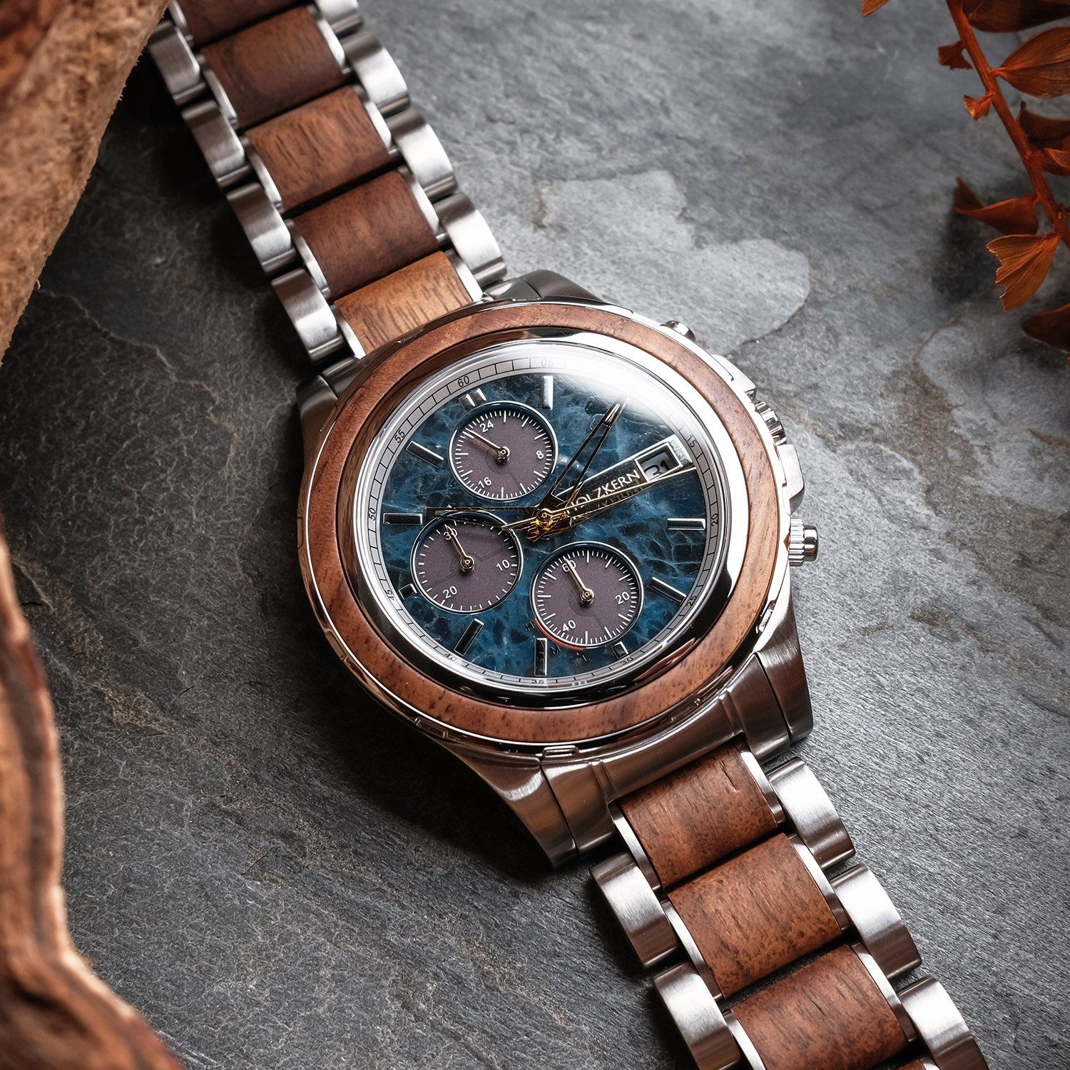 Holzkern Chronograph Solar Koh Mak Walnuss/Marmor günstig online kaufen