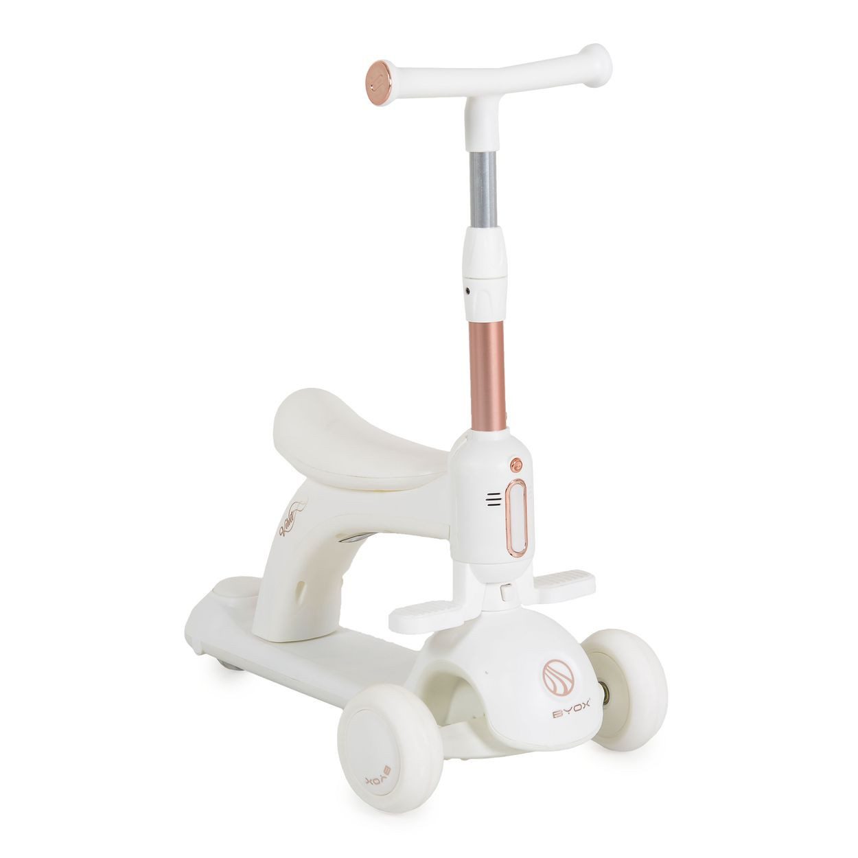 Byox Cityroller Kinderroller Velvet Royal 2in1, Laufrad Musik- und Lichteffekte Fußstütze