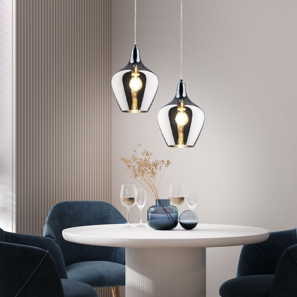 NOWA LED Pendelleuchte, Leuchtmittel inklusive, Warmweiß, Pendellampe Esstischleuchte Wohnzimmerlampe Rauchglas LED H 150 cm