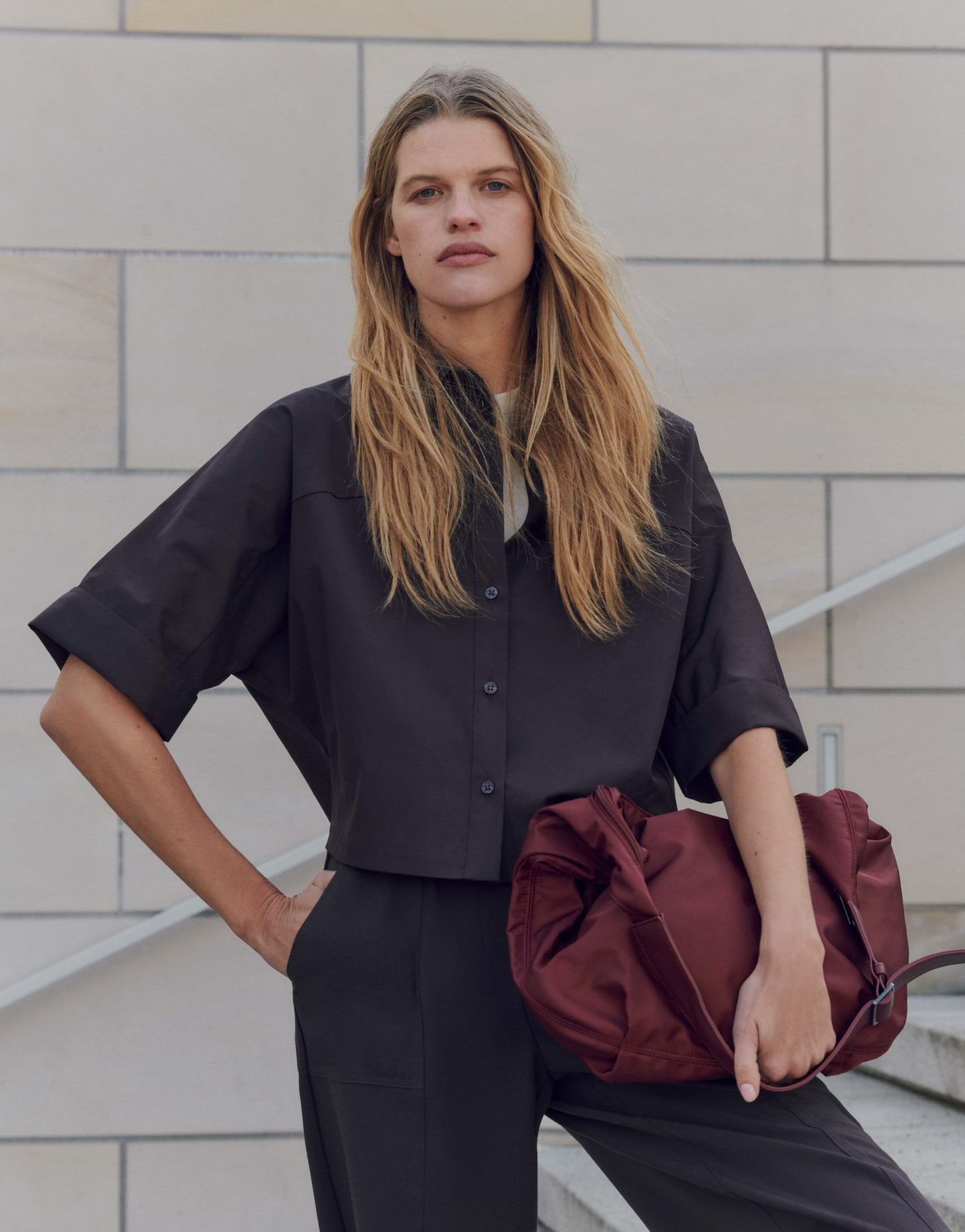 OPUS Kurzarmbluse FREPPY im Overshirt Stil