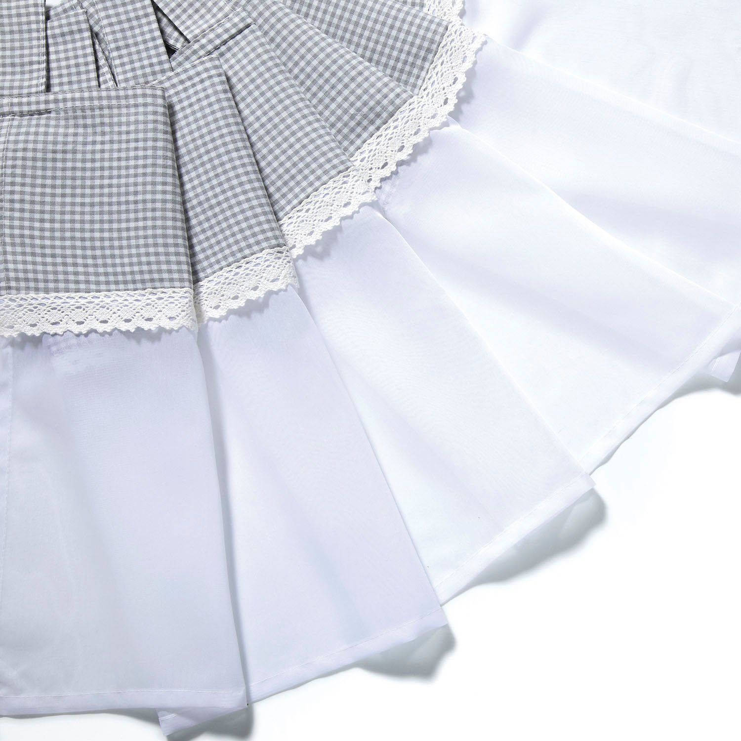 Gerster Scheibengardine Bavaria (1 St), Schlaufen, transparent, HxB: 50x150, mit Karo-Muster und Spitzenbesatz