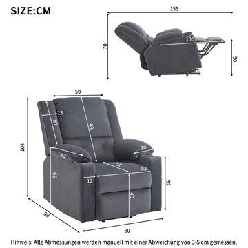 Merax TV-Sessel elektrisch mit Seitentasche und Getränkehalter, Relaxsessel, Fernsehsessel mit Aufstehhilfe, Massagesessel, Wärme und Liegefunktion