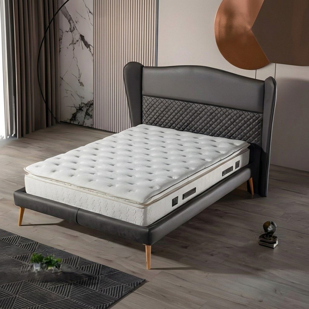 JVmoebel Boxspringbett Luxuriöses Boxspringbett Schwarz - Elegantes Design & Höchster Komfort, Made in Europe