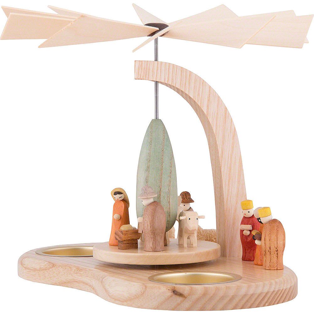 Seiffener Kunsthandwerk Theo Lorenz Weihnachtspyramide 1-stöckige Bogenpyramide Miniaturkrippe (17cm) von Theo Lorenz Kunstha