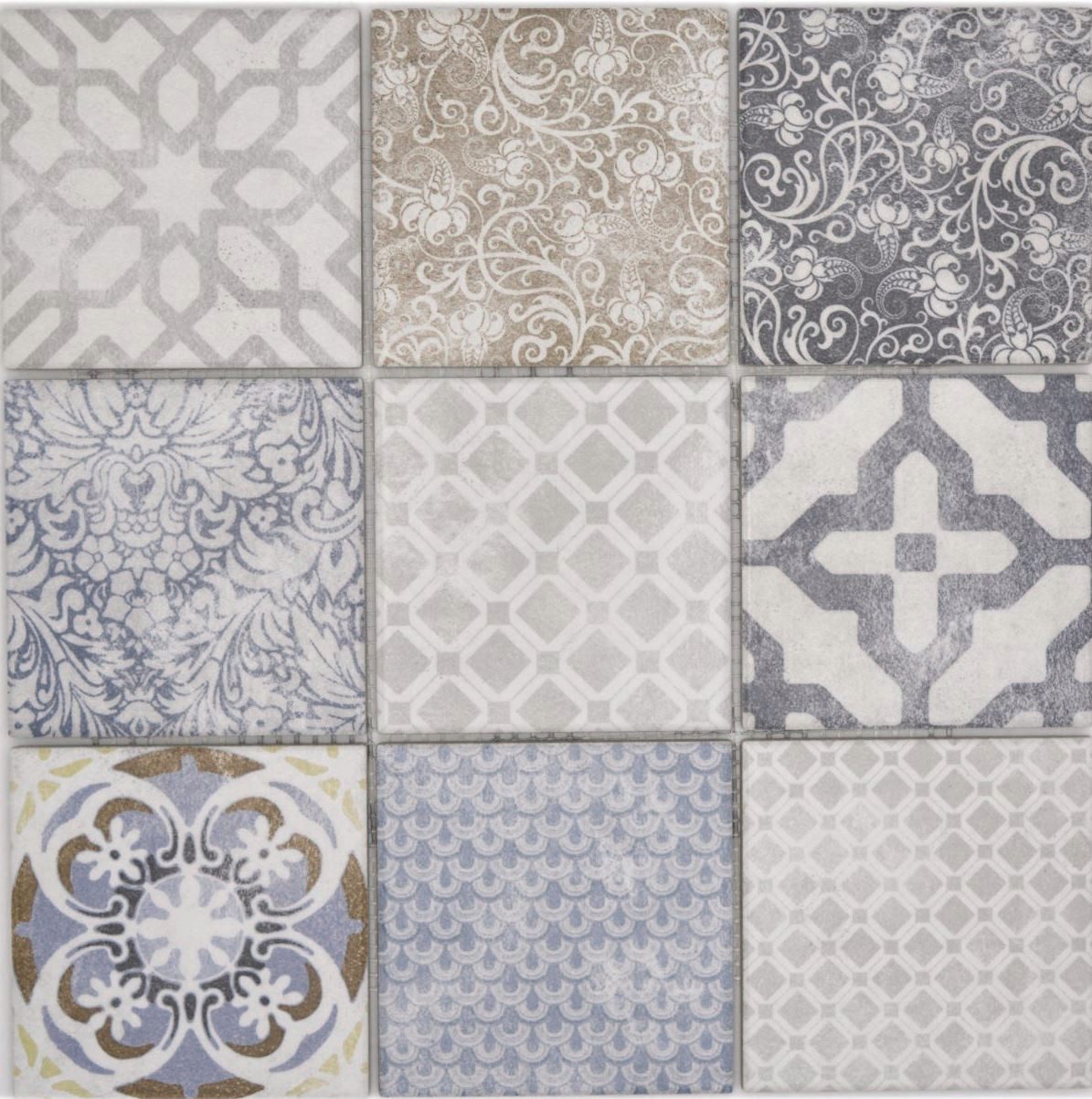 Mosani Bodenfliese Mosaik Keramik Steinzeug mehrfarbig Retro Küche Bad Dusche