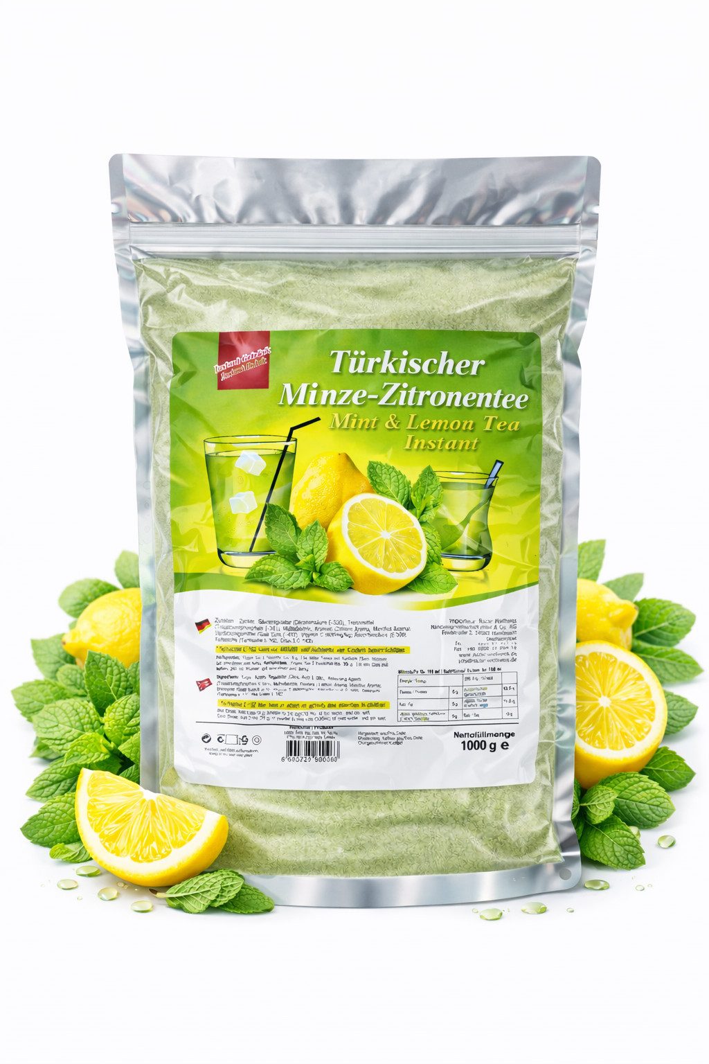 Tee Türkischer Tee Pulver Minze Zitrone 1 kg Instanttee "Lezzo", schnell löslich, heiß oder kalt genießen