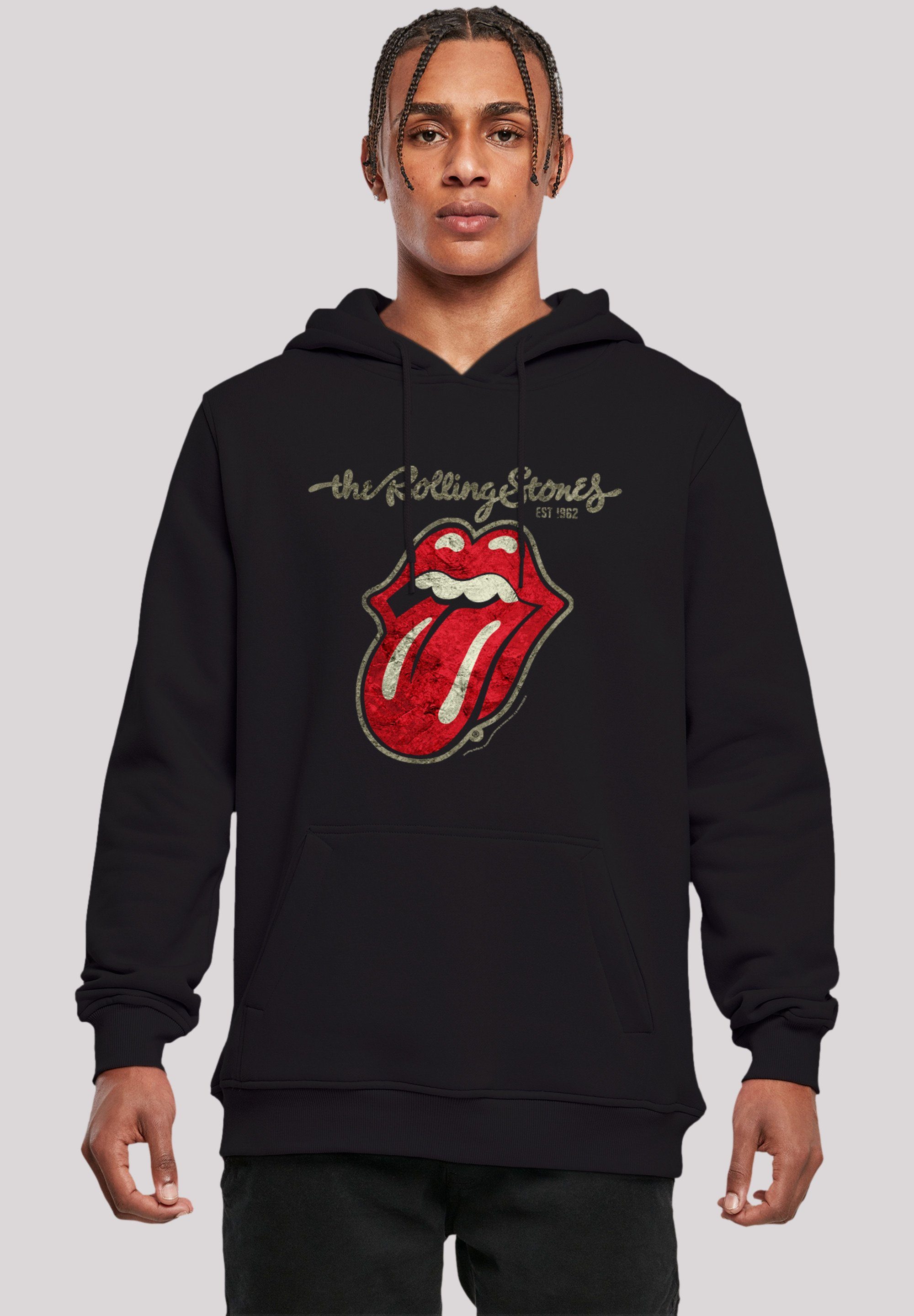 F4NT4STIC Kapuzenpullover The Rolling Stones Plastered Tongue Washed  Premium Qualität, Offiziell lizenzierter The Rolling Stones Hoodie | T-Shirts