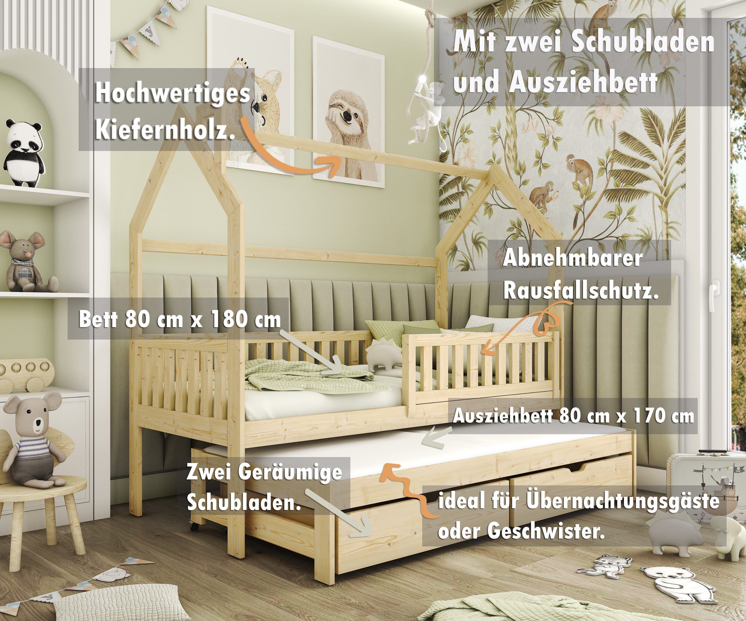 thematys Kinderbett Hausbett mit Ausziehbett und günstig online kaufen
