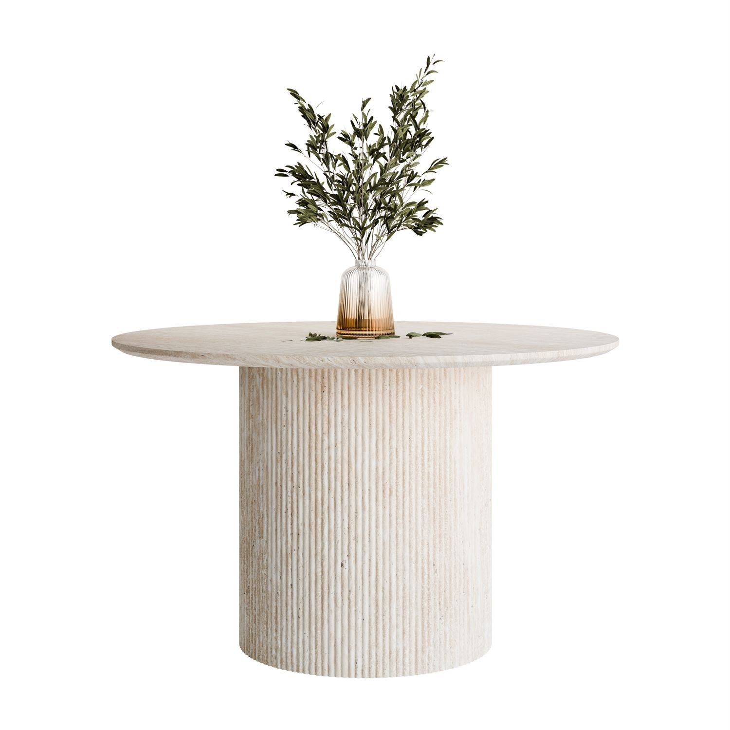 ALLHOUSE24 Esstisch IVO Runder Tisch Ø120 cm mit Riffel-Sockel – MDF, matt (1 Tisch), Durchmesser: ⌀120 cm