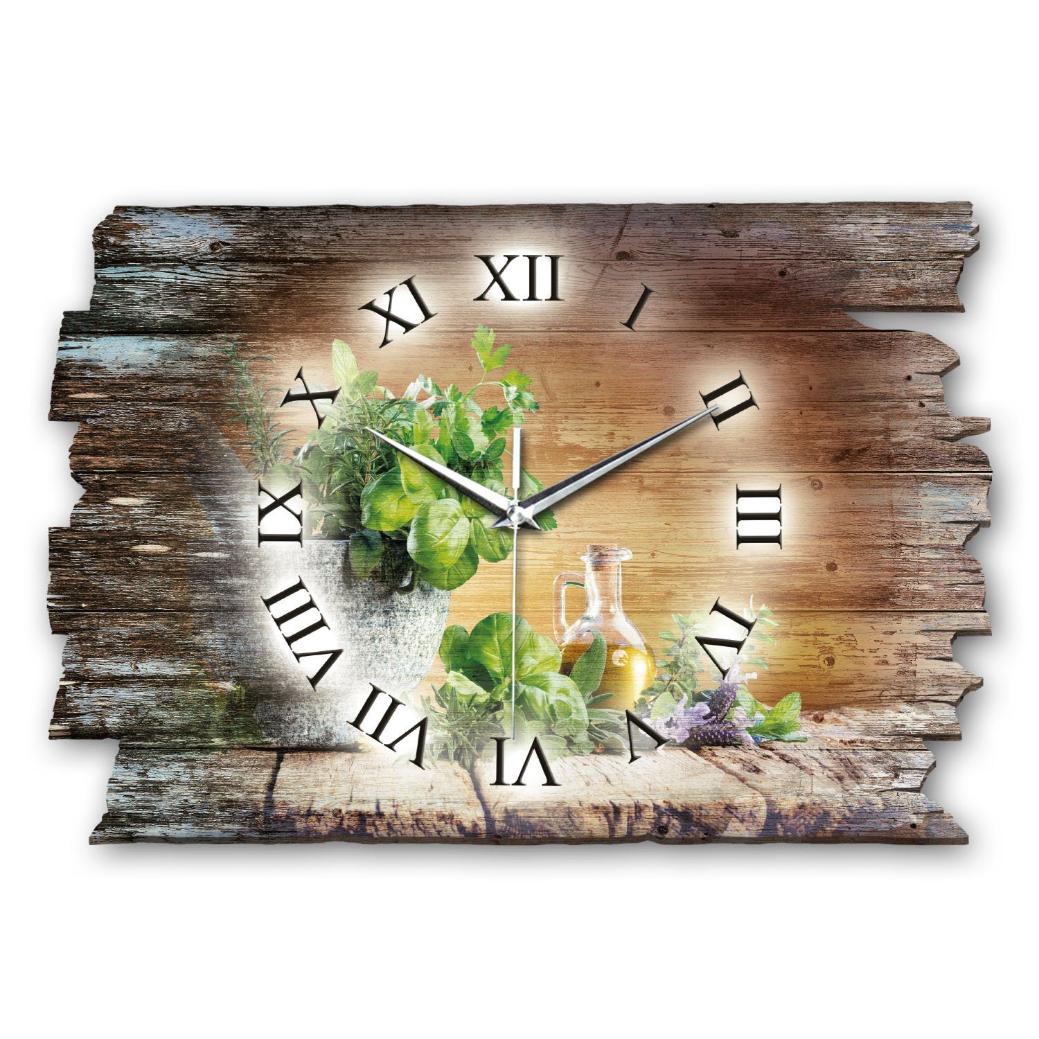 Kreative Feder Funkwanduhr Design-Wanduhr „Frische Kräuter“ günstig online kaufen