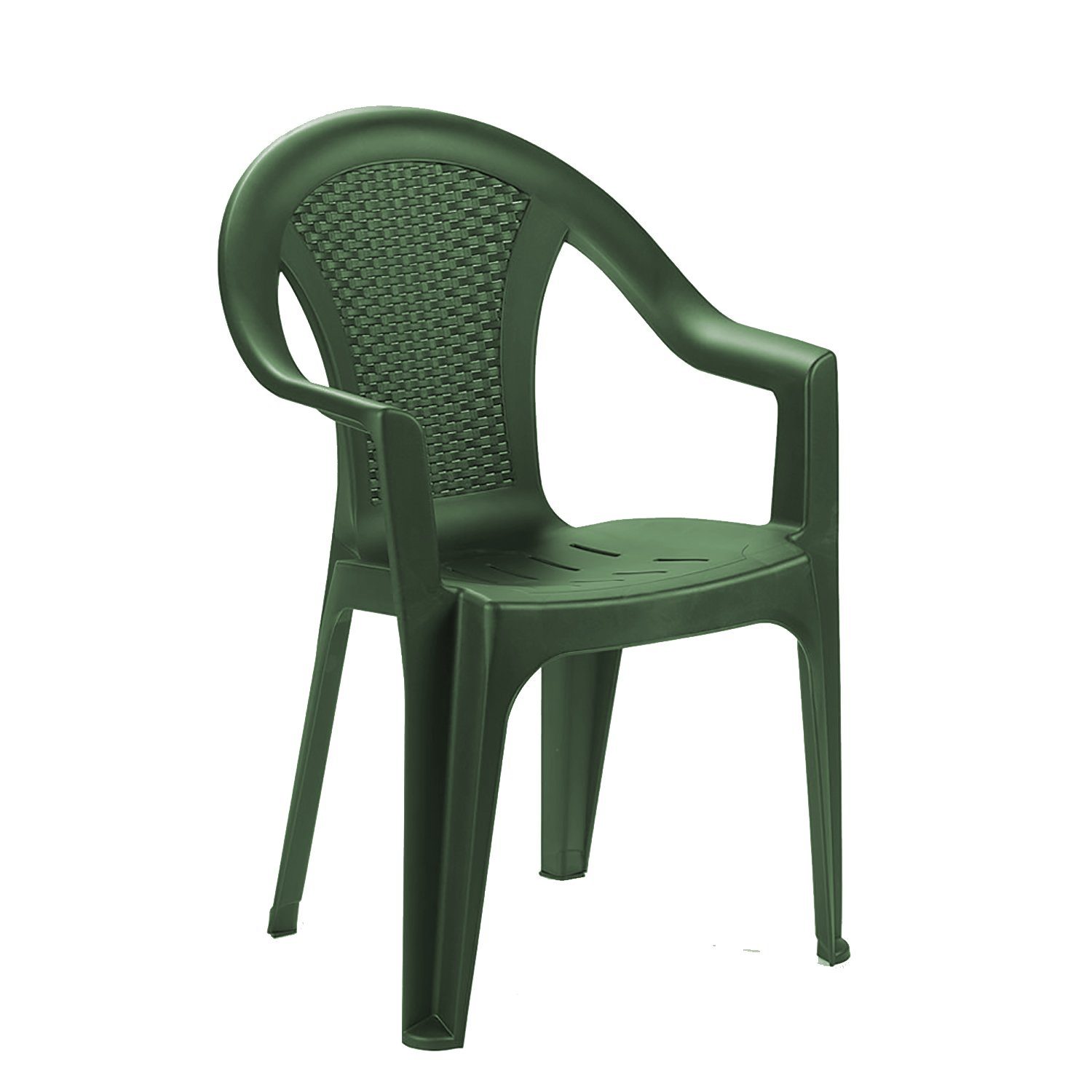Mojawo Armlehnstuhl Stapelstuhl Gartenstuhl Outdoorstuhl Kunststoff Rattan-Optik Grün
