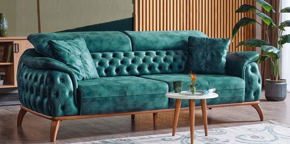 JVmoebel 3-Sitzer Luxus Chesterfield 3 Sitzer Designer Sofa Couch Polster Couchen Textil, 1 Teile, Made in Europa