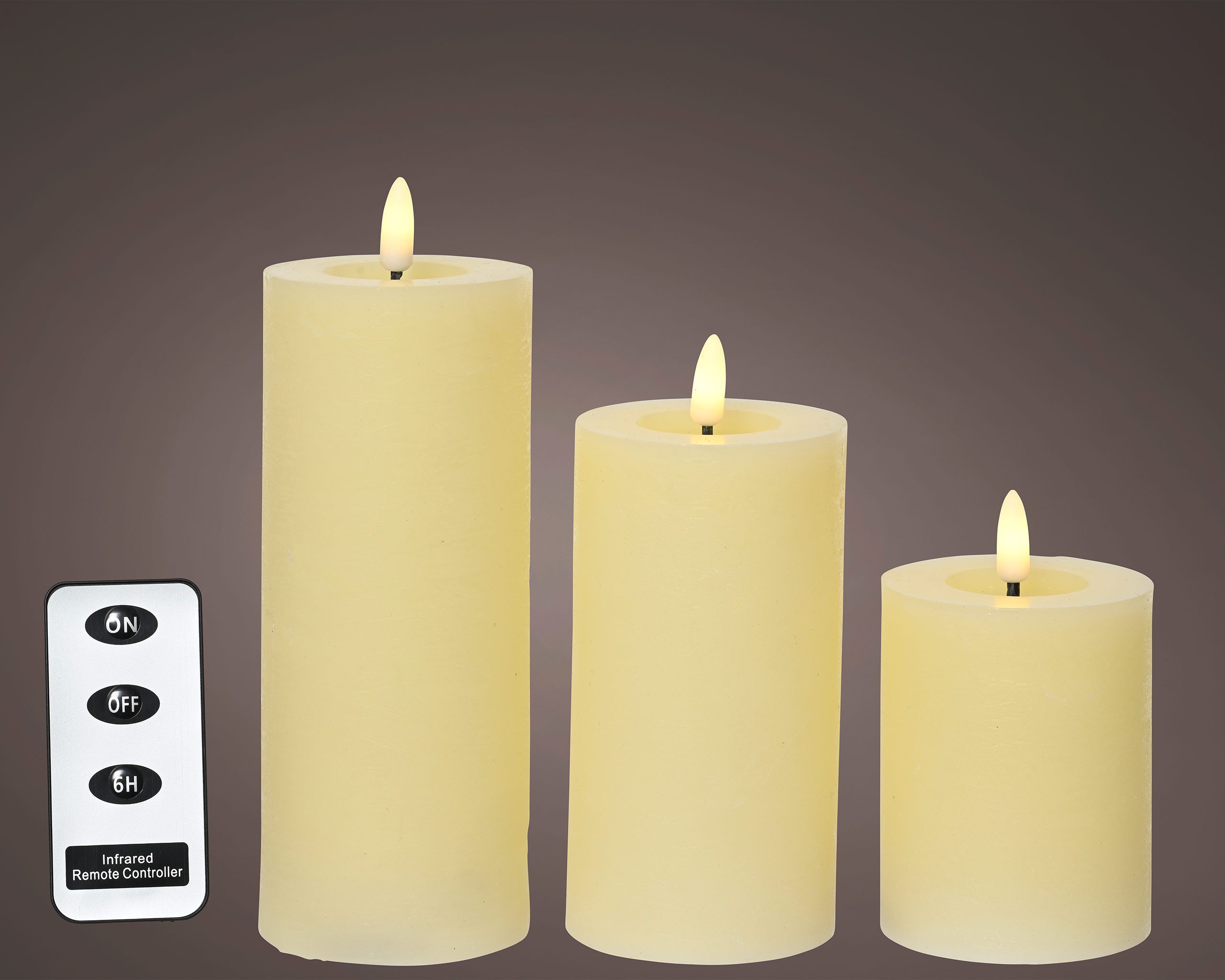Lumineo LED-Kerze, Timer, warmweiß, LED Kerzen 11-19cm mit Timer Wachs 3 Stück Creme / Warmweiß