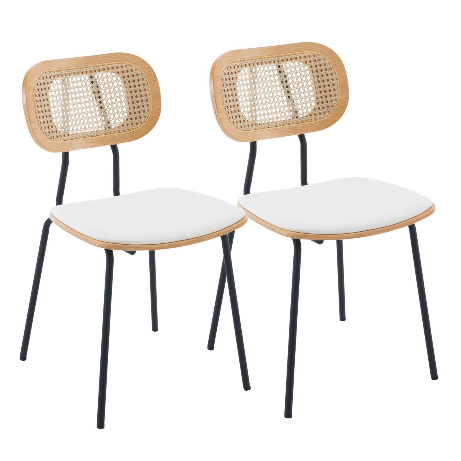 CHAIRUS Esszimmerstuhl 2er-Set, Rattan-Küchenstuhl Wohnzimmerstuhl (2 St), mit Metallbeinen & PU-Leder