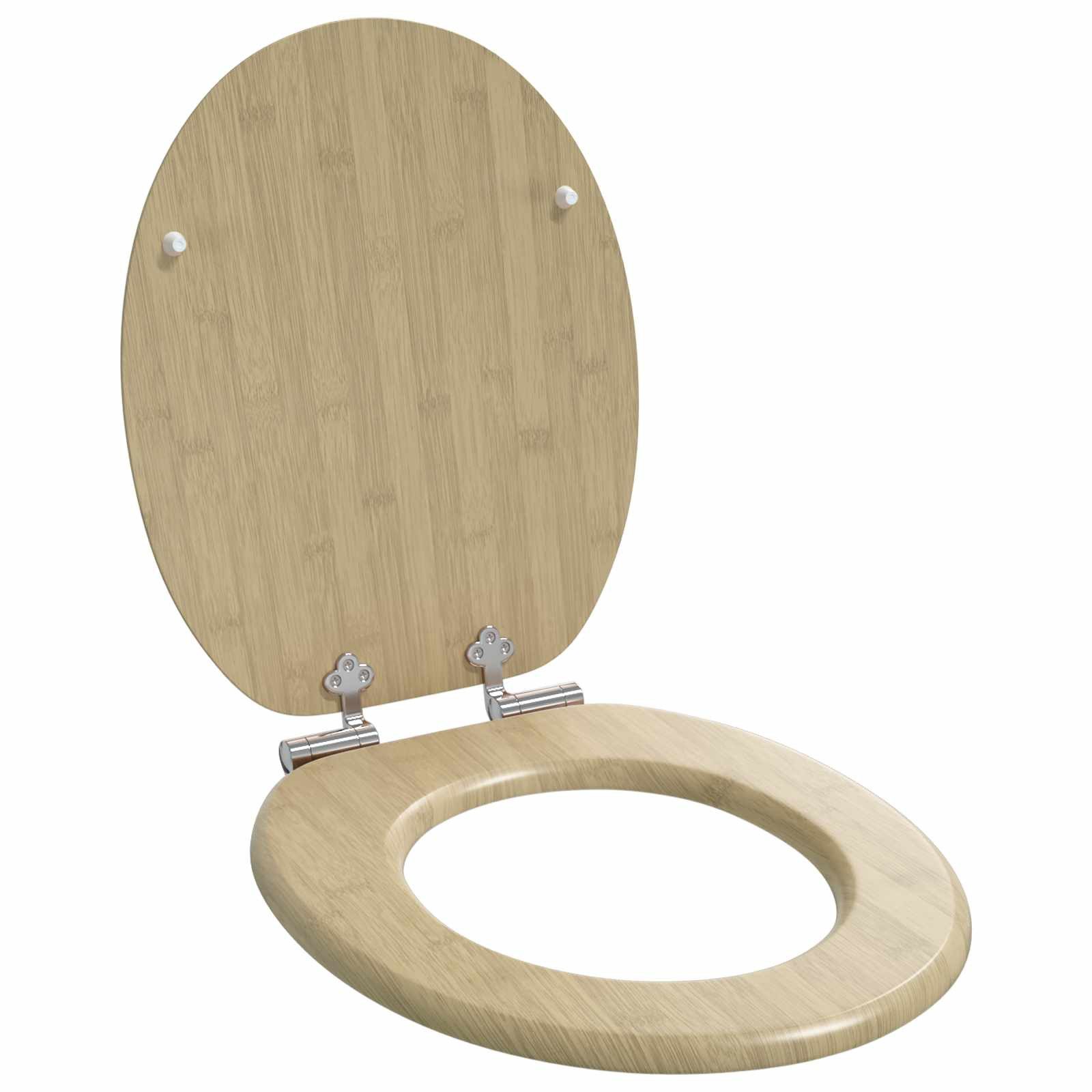 vidaXL WC-Sitz Soft-Close Toilettensitz Heller Bambusfarbton 44 x 38 cm (1-St)