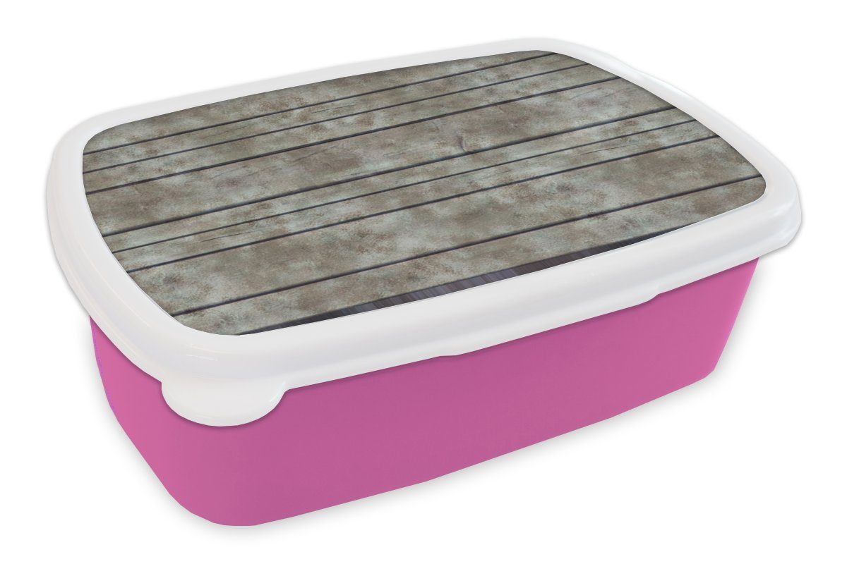MuchoWow Lunchbox Retro - Regal - Muster, Kunststoff, (2-tlg), Brotbox für Erwachsene, Brotdose Kinder, Snackbox, Mädchen, Kunststoff rosa