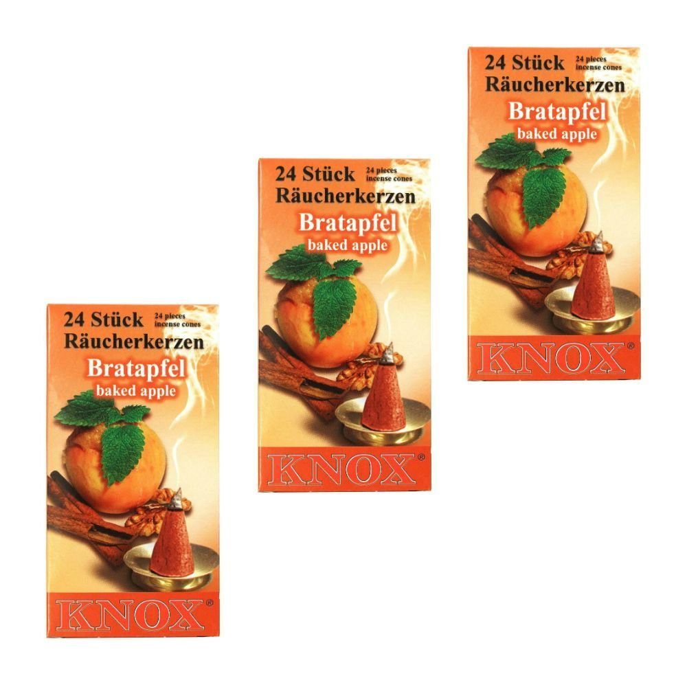 KNOX Räucherkegel 3 Päckchen Räucherkerzen- Bratapfel - 24er Packung