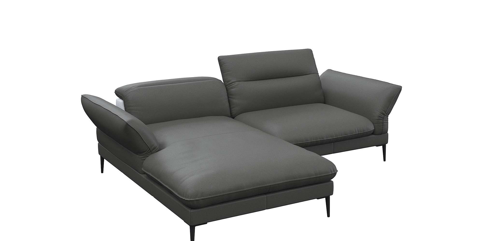 FLEXLUX Ecksofa Salino, Funktionssofa mit Recamiere, Relaxsofa, Ecksofa, Sofa mit Arm- und Kopfteil-Verstellungen, Kaltschaum & Stahl-Wellen