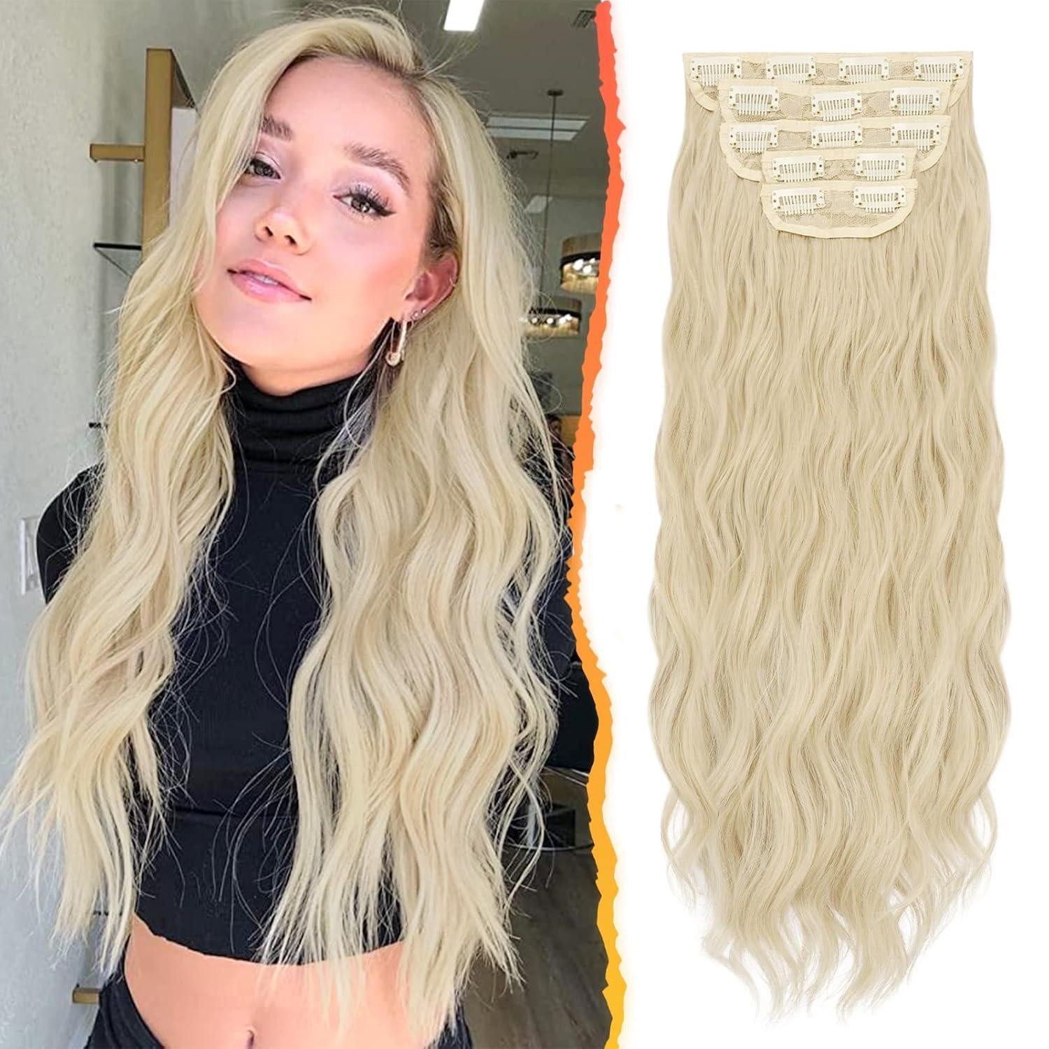 LuxusKollektion Kunsthaar-Extension Clip in Extensions 5 PCS Haarverlängerungen 50 cm Wellig Synthetisch