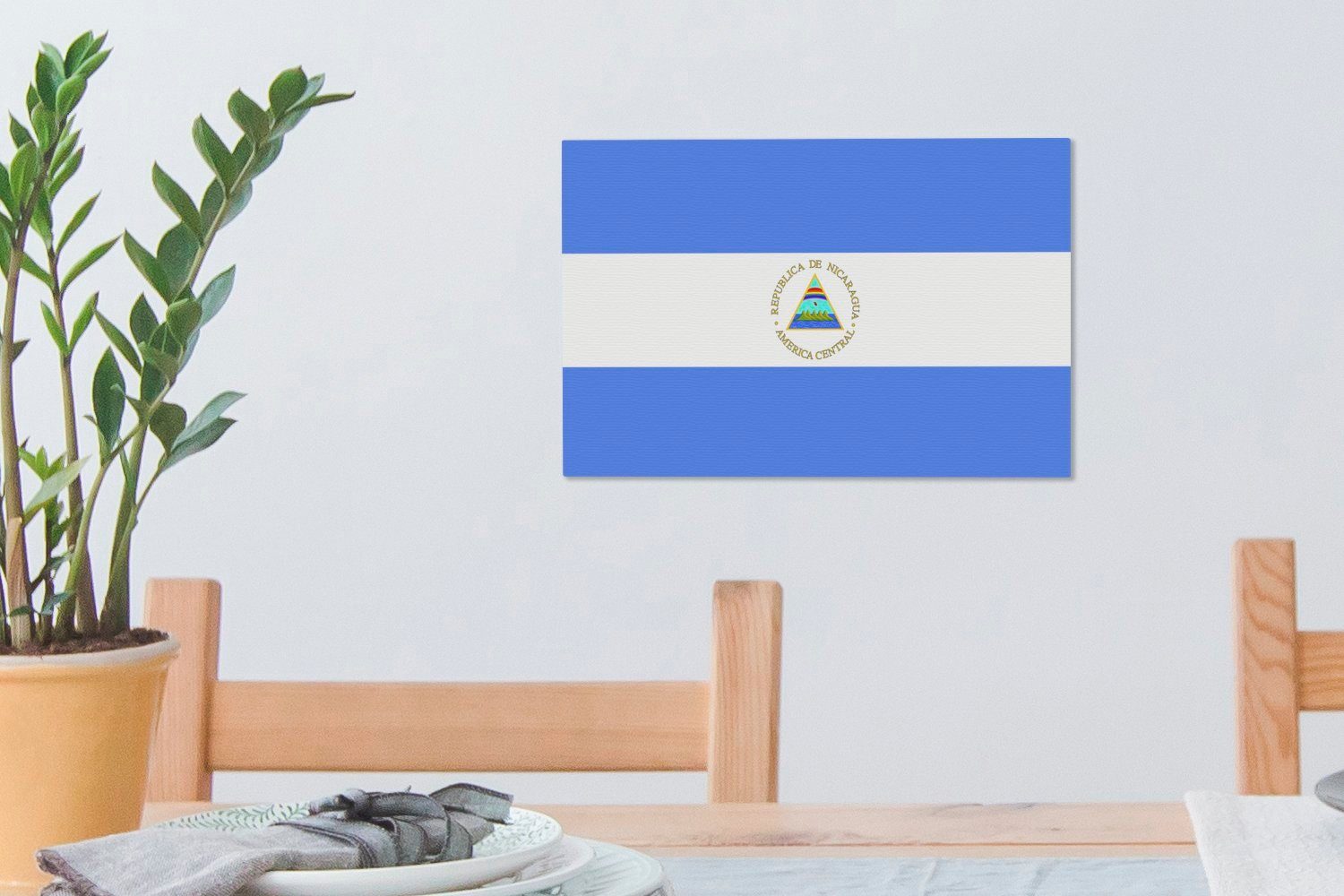 Nicaragua, Wandbild 30x20 Wanddeko, OneMillionCanvasses® (1 Leinwandbilder, Flagge Aufhängefertig, Leinwandbild von cm St),