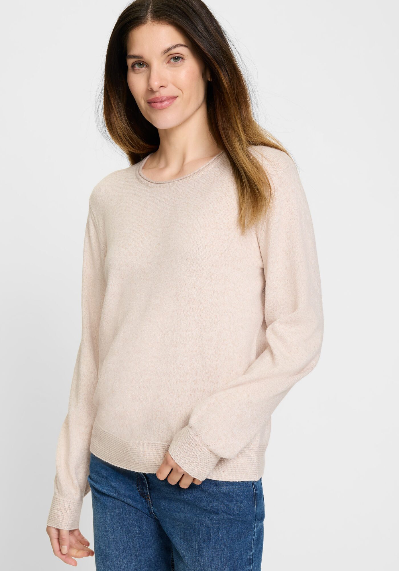 Olsen Rundhalspullover Gerader Schnitt günstig online kaufen
