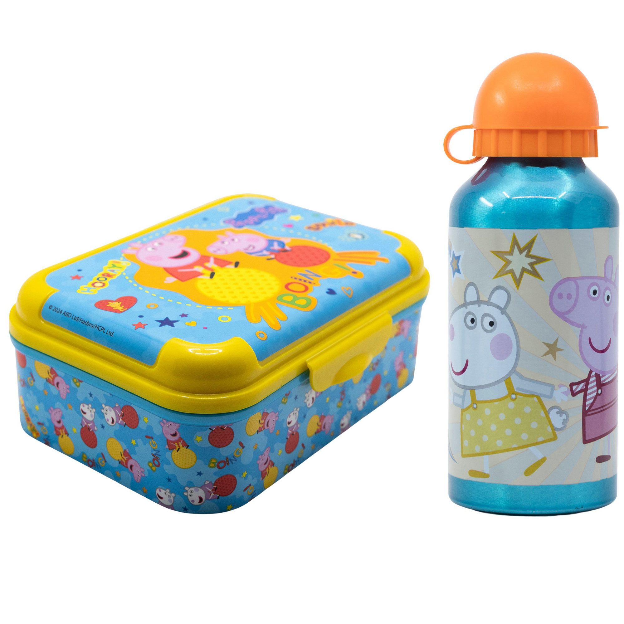 Peppa Pig Lunchbox Peppa Wutz Pig George 2 tlg Kinder Set Brotdose Alu Trinkflasche, (2-tlg., Spar-Set), 400 ml