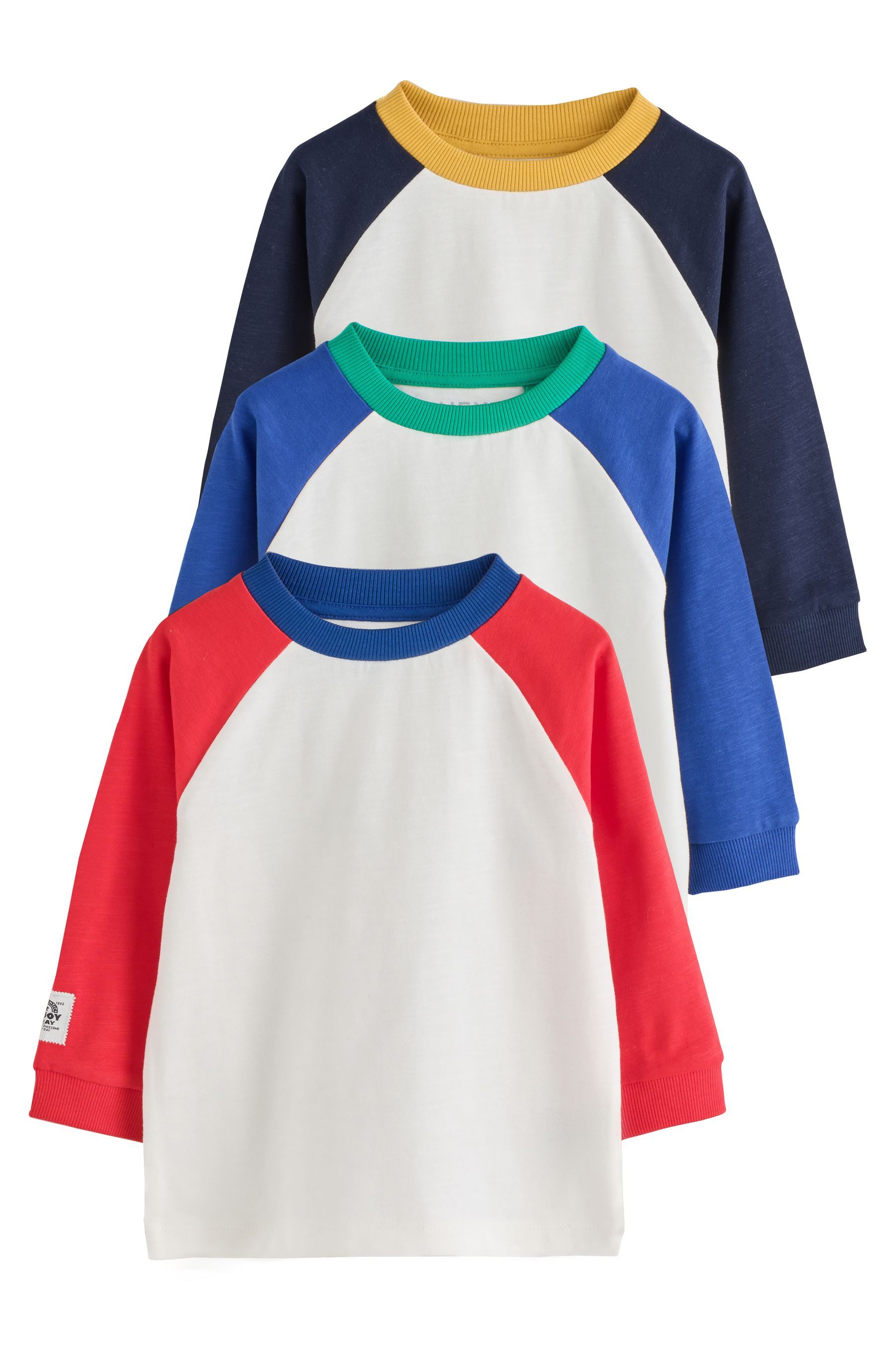 Next Langarmshirt 3 x Langarmshirts mit Struktur (3-tlg)
