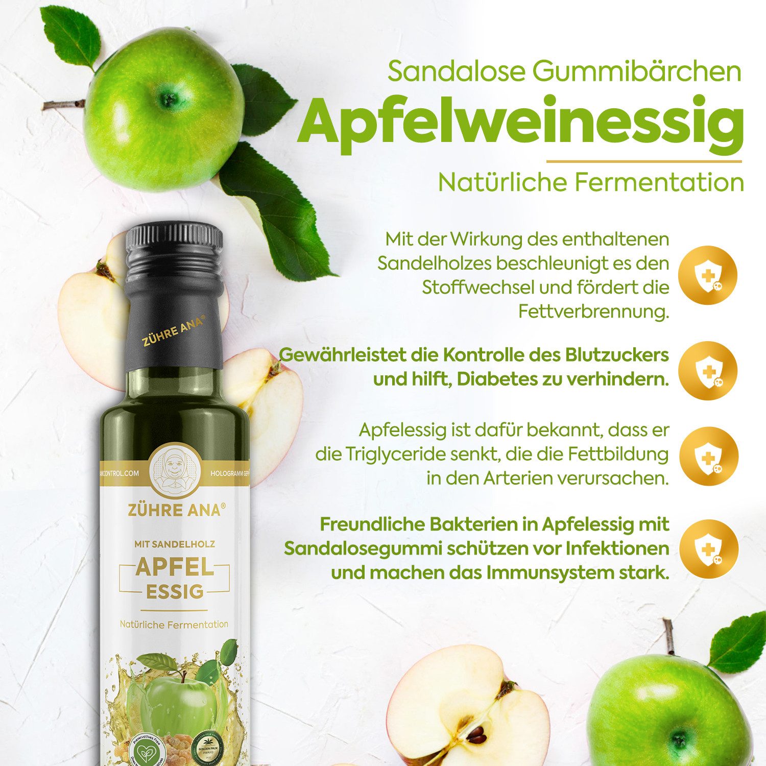 Zühre Ana® Essig Rein natürlich: Fermentiert, ohne Zusätze, ohne Konservierungsstoffe, Natürlich fermentiert, Ohne Zusatzstoffe