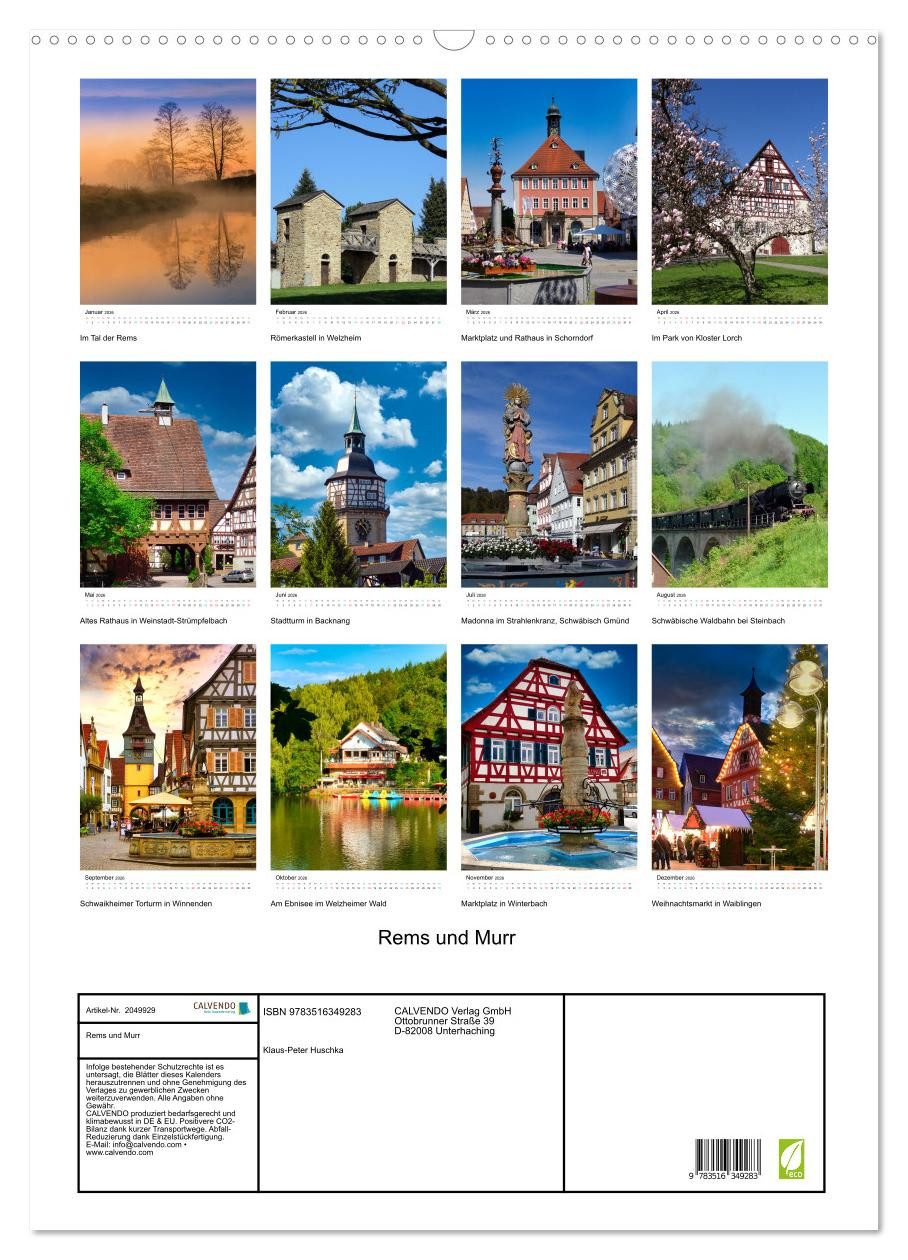 Thumbnail - CALVENDO Wandkalender Rems und Murr (Wandkalender 2026 DIN A2 hoch), CALVENDO Monatskalender
