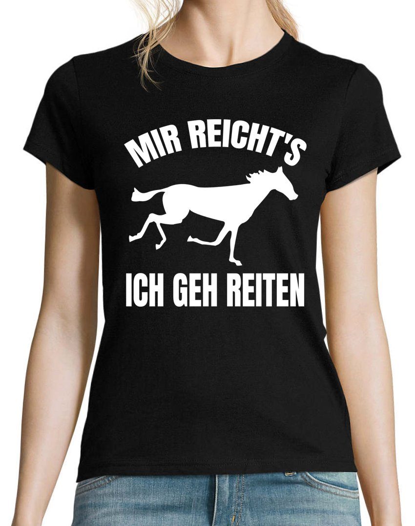 Ich T-Shirt reiten mit Mir Print Damen T-Shirt reichts modischem Schwarz geh Youth Designz