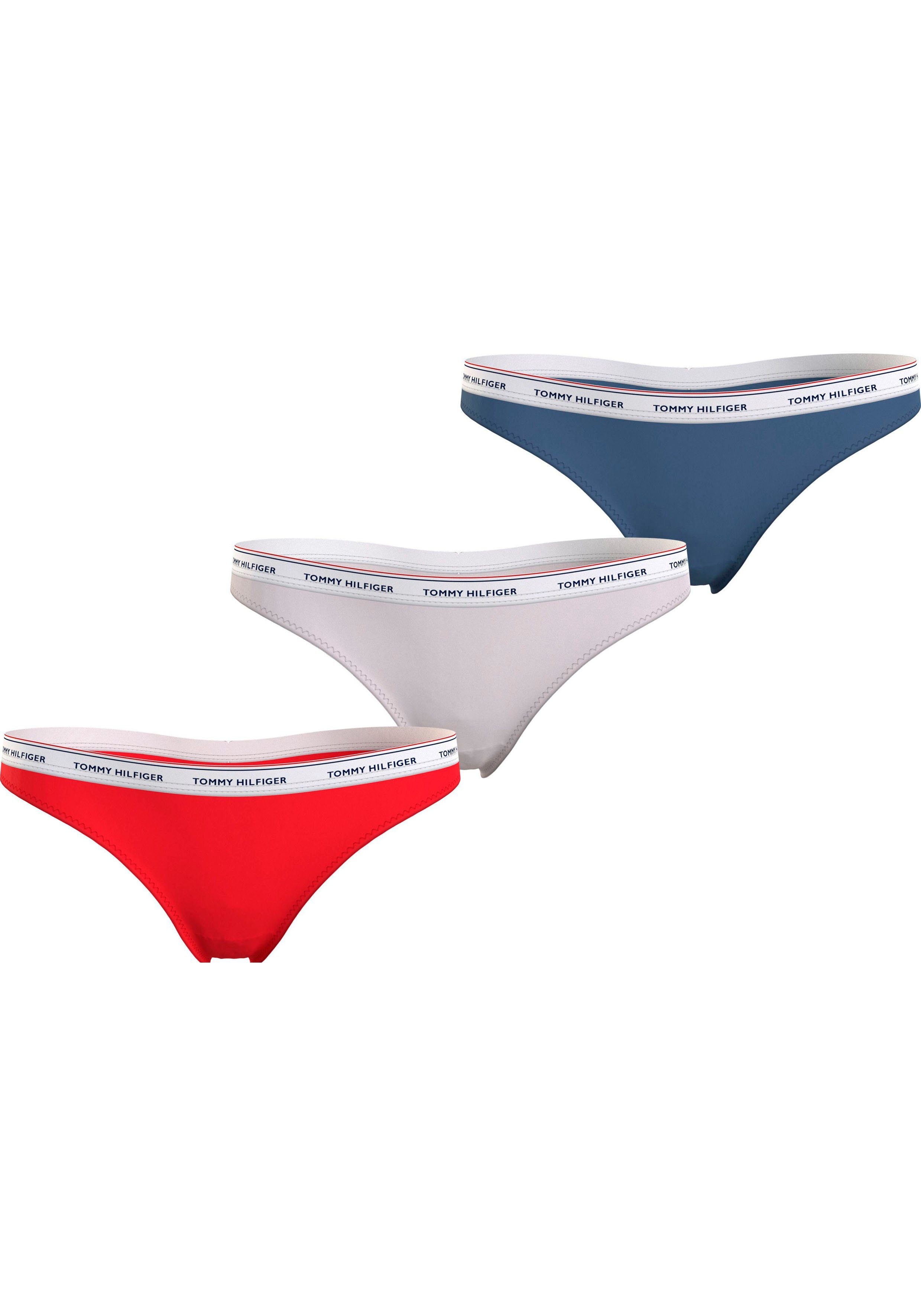 Tommy Hilfiger Underwear Slip 3 PACK THONG (EXT SIZES) (Packung, 3er) mit Tommy Hilfiger Logobund Daring_Scarlet/Starlight/Iron_Blue