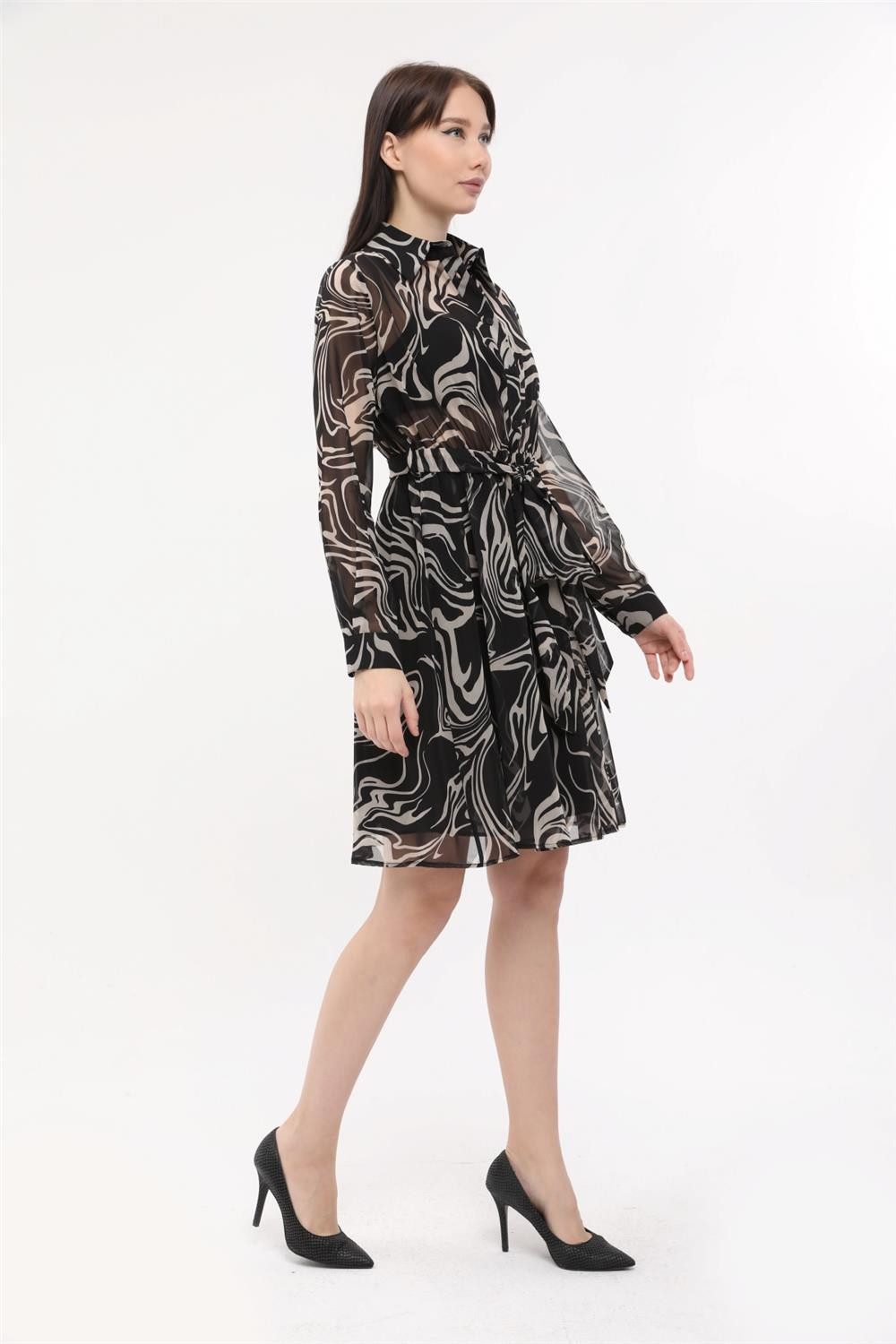 HomeStore Minikleid Gemustertes Hemdkleid mit Kragen