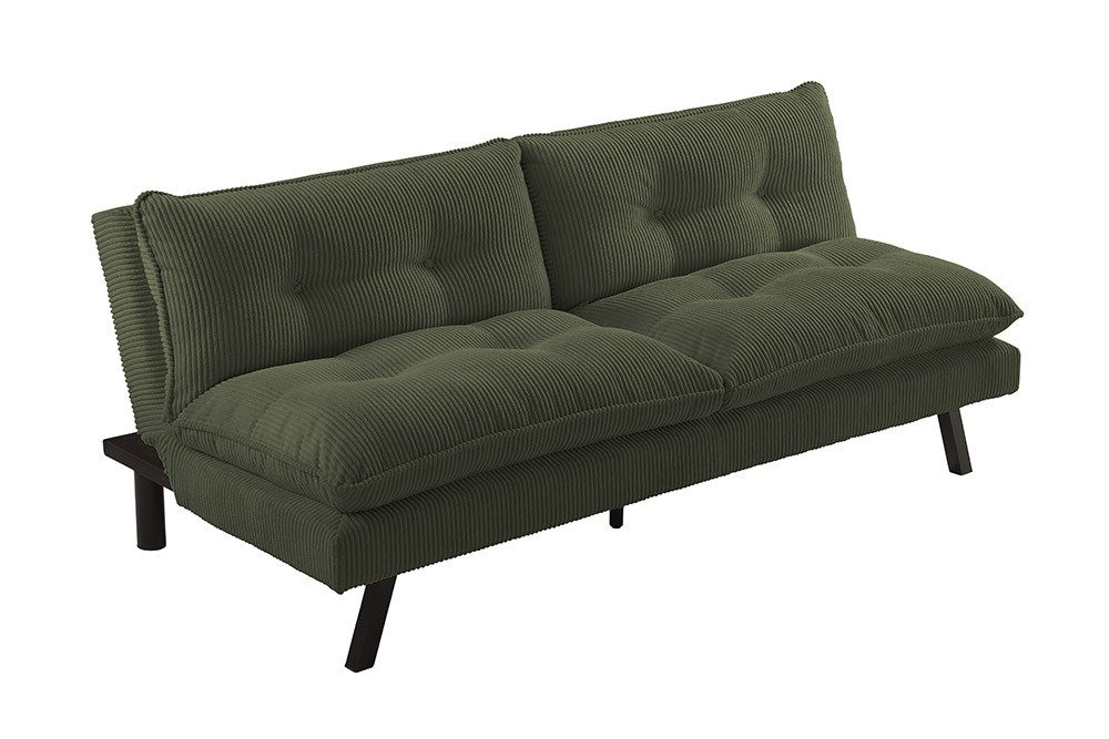 riess-ambiente Schlafsofa COCOONING 190cm grün - Cord, 3-Sitzer, Eukalyptusholz, flexibel, weich, Einzelartikel 1 Teile, Moderne Couch - ideal für kleinere Wohnräume, Apartments & Gästezimmer