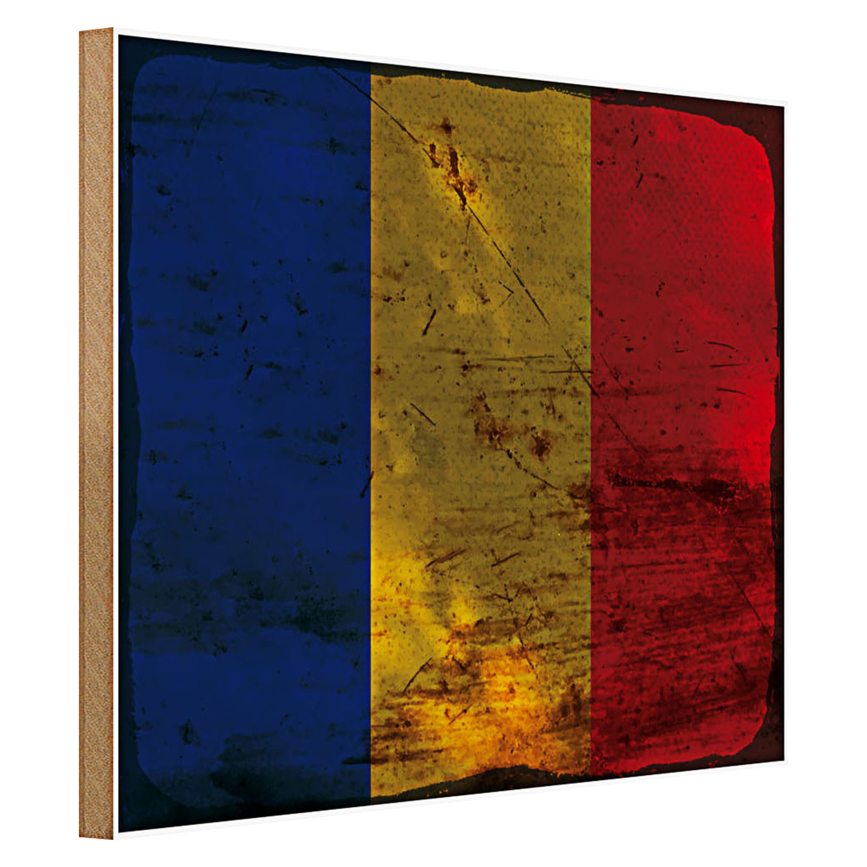 Roomando Holzbild Flagge Rumänien 40x30cm Flag of Romania Rost