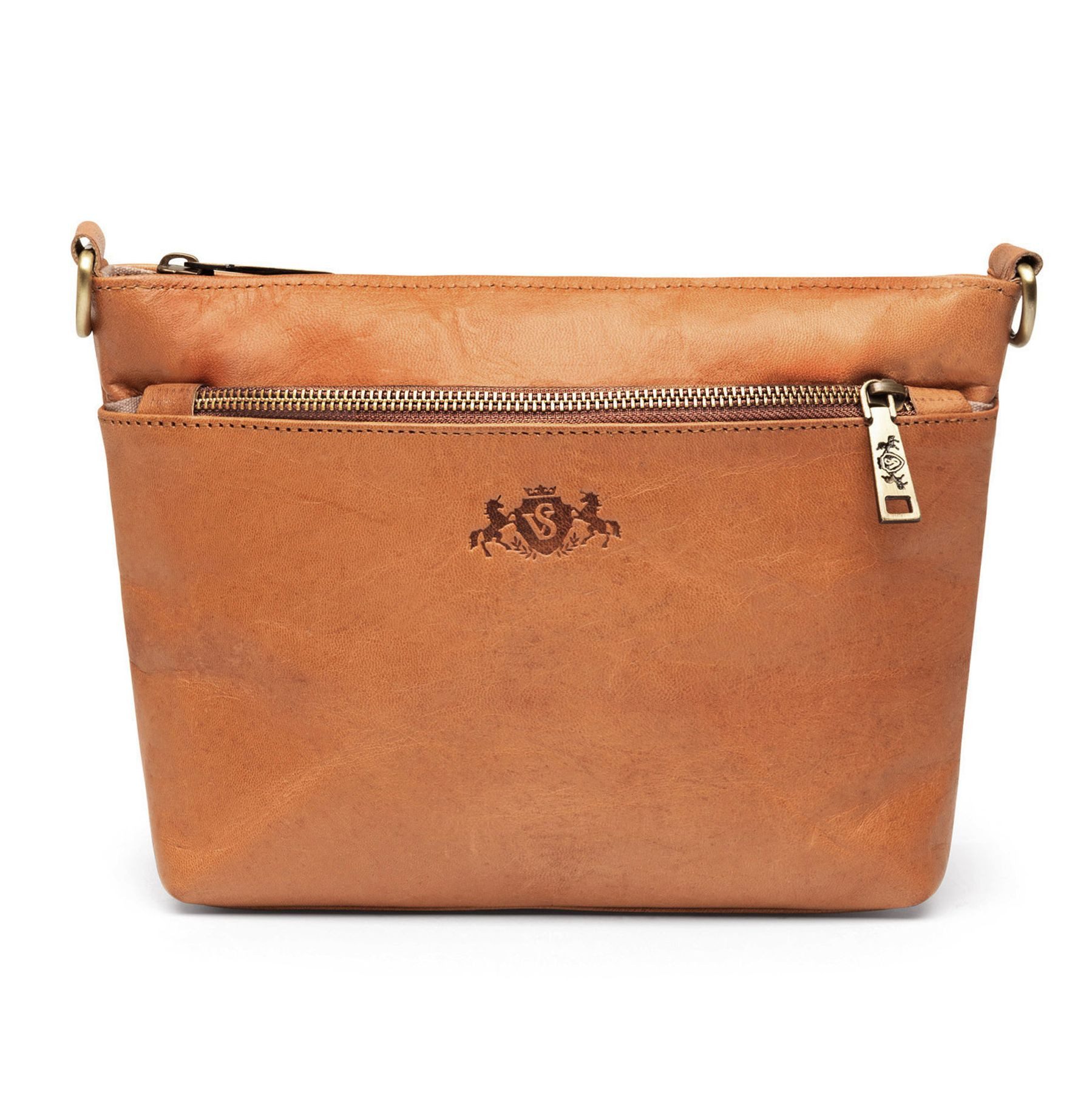 SID & VAIN Umhängetasche SAGE Umhängetasche Cross-Body Bag echt Leder, Ledertasche Schultertasche Damen Crossbody braun