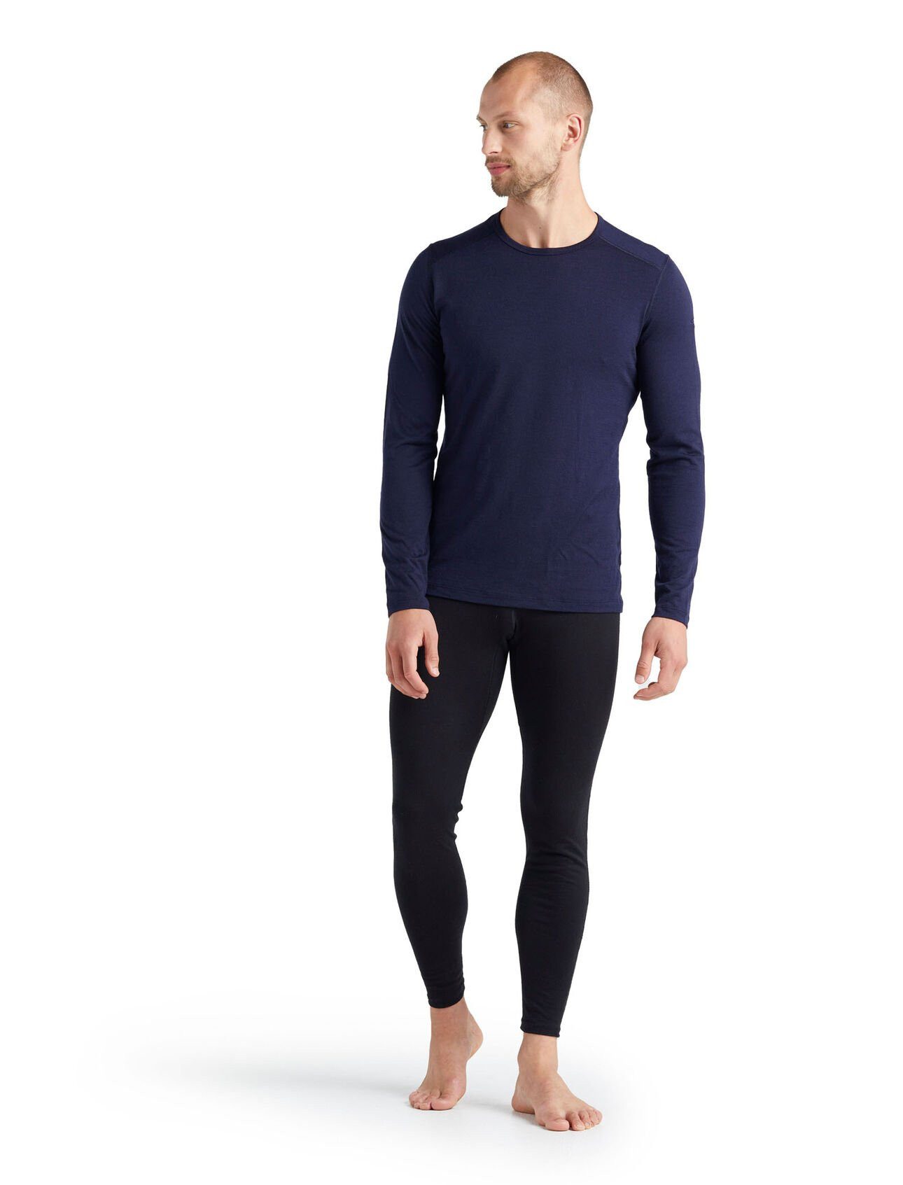 Icebreaker Langarmshirt Unterwäsche 200 Oasis LS Crewe - Merinowolle, enganliegend - navyblau