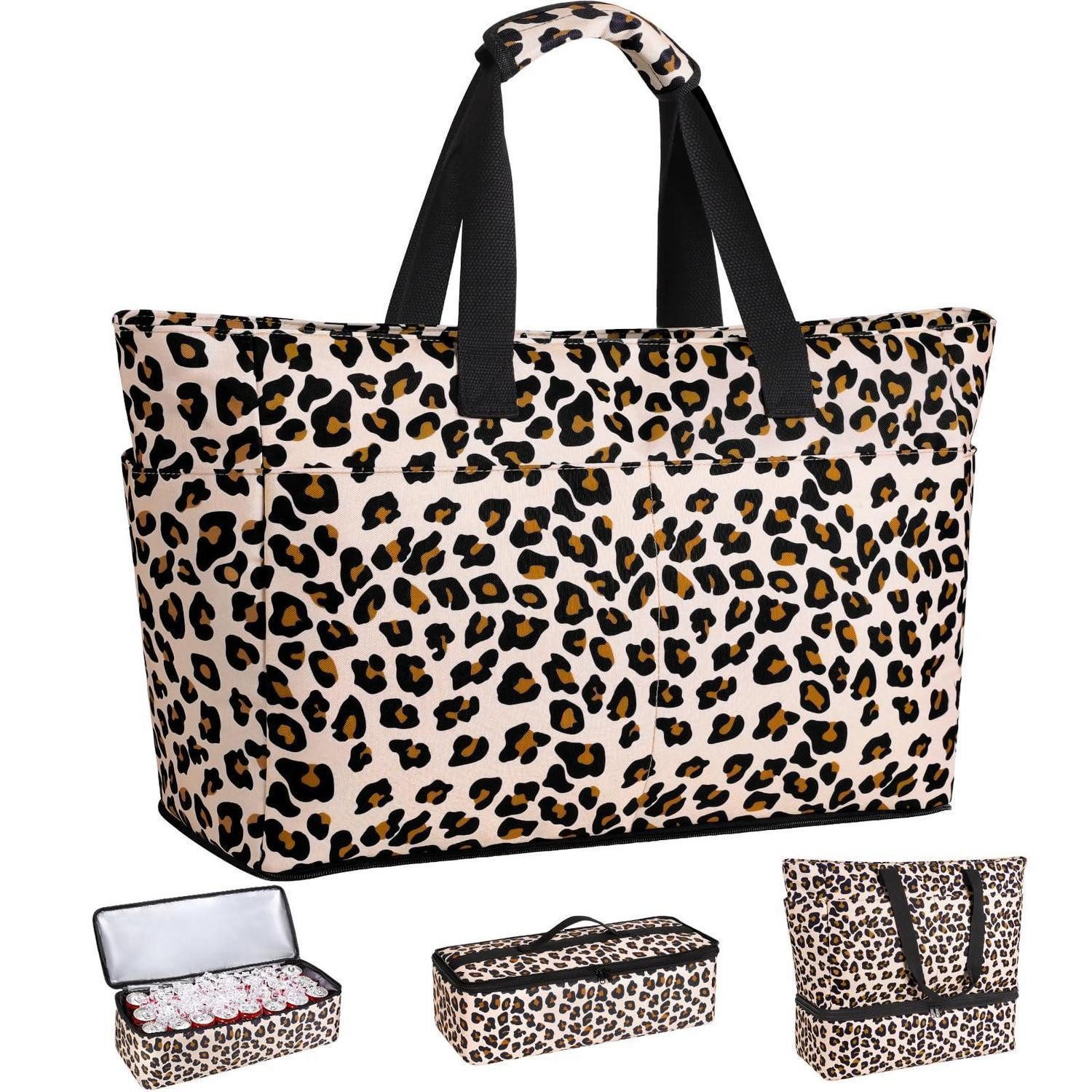LuxusKollektion XL-Strandtasche Strandtasche XXL Kühltasche Reißverschluss Wasserdicht Leopard