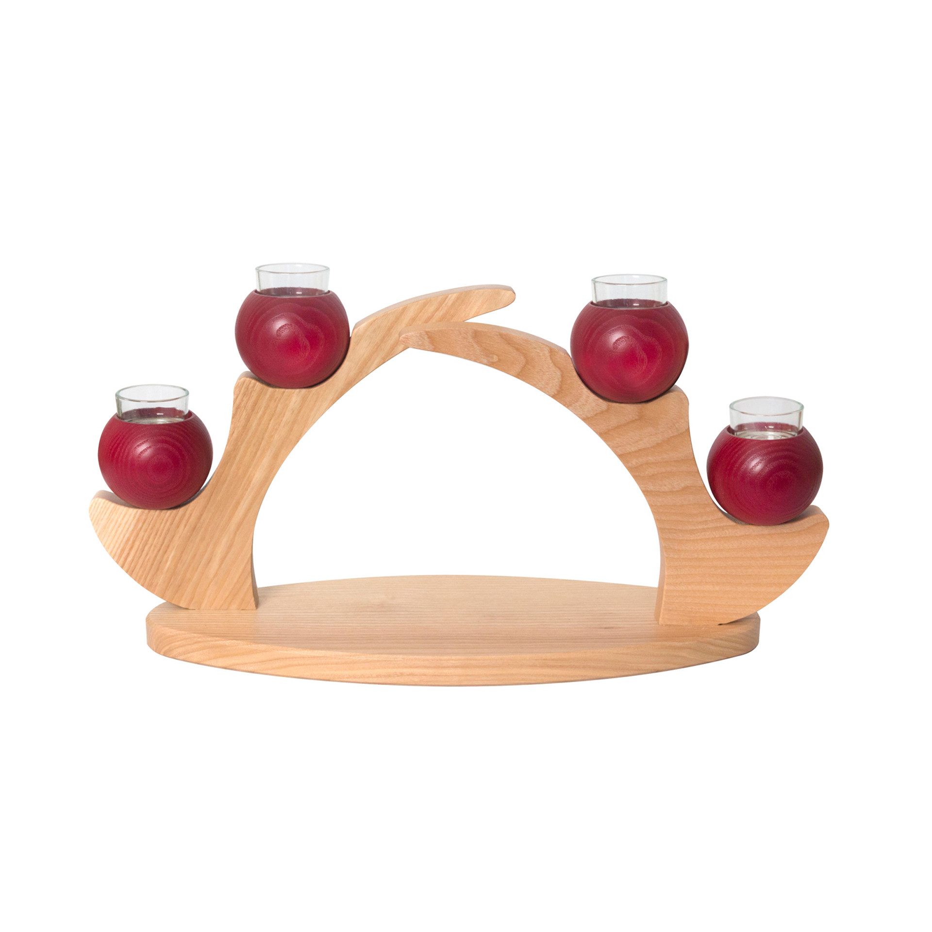 Teelichthalter 27850, Schwibbogen für 4 Teelichter, rot