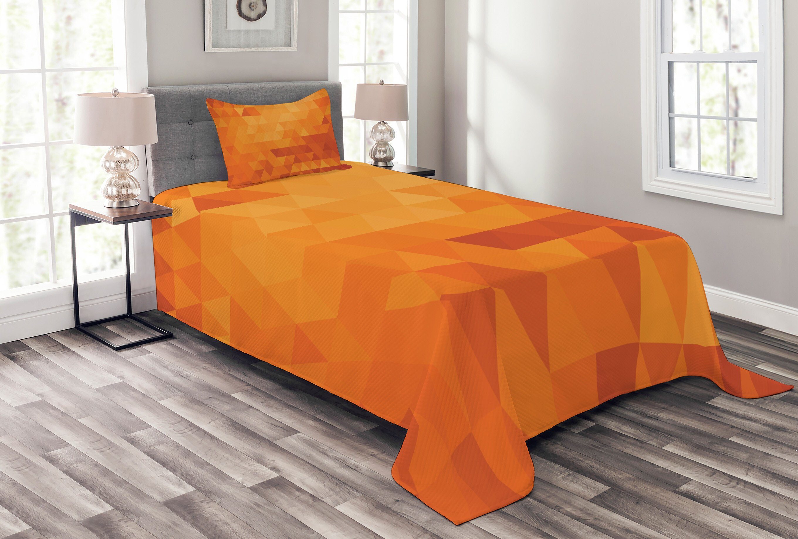 Tagesdecke Set Waschbar, Muster Burnt orange Formen mit und Kissenbezügen Abakuhaus
