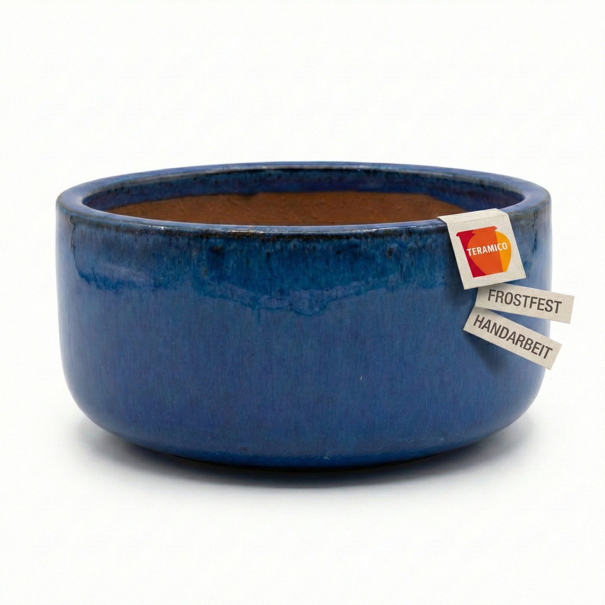 Teramico Pflanzkübel Pflanzschale "Amsterdam" Royal Blau – Ø 31 cm – Frostfeste Keramikscha, 100% Frostfest