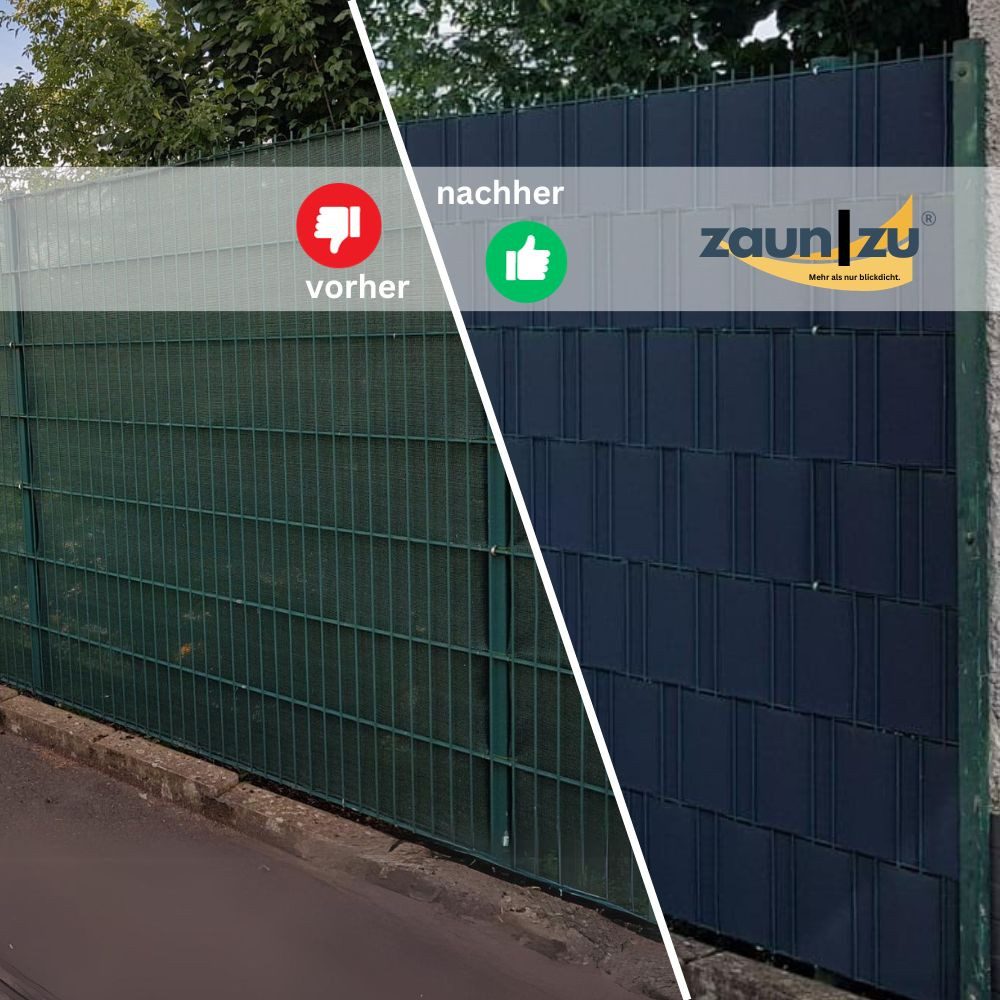 zaunzu Sichtschutzstreifen Premium Maxi für Doppelstabmatten 24cm hoch Anthrazit 2,05m, (1x Einzelstreifen, 24cm hoch, UV-beständiger Sichtschutz), Für den Eins – Bild 4 von 5