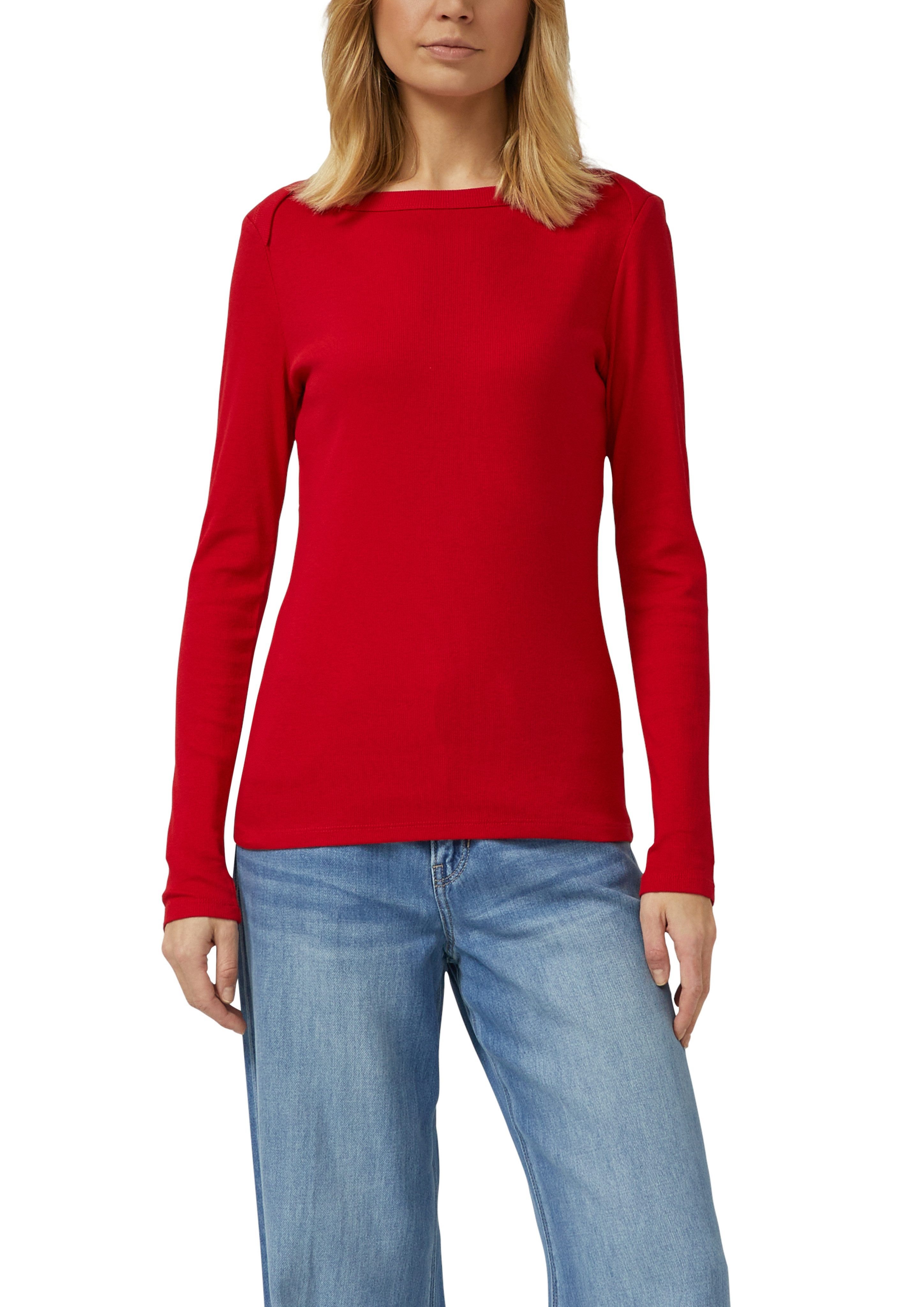 s.Oliver Langarmshirt gerippt, mit U-Boot-Ausschnitt